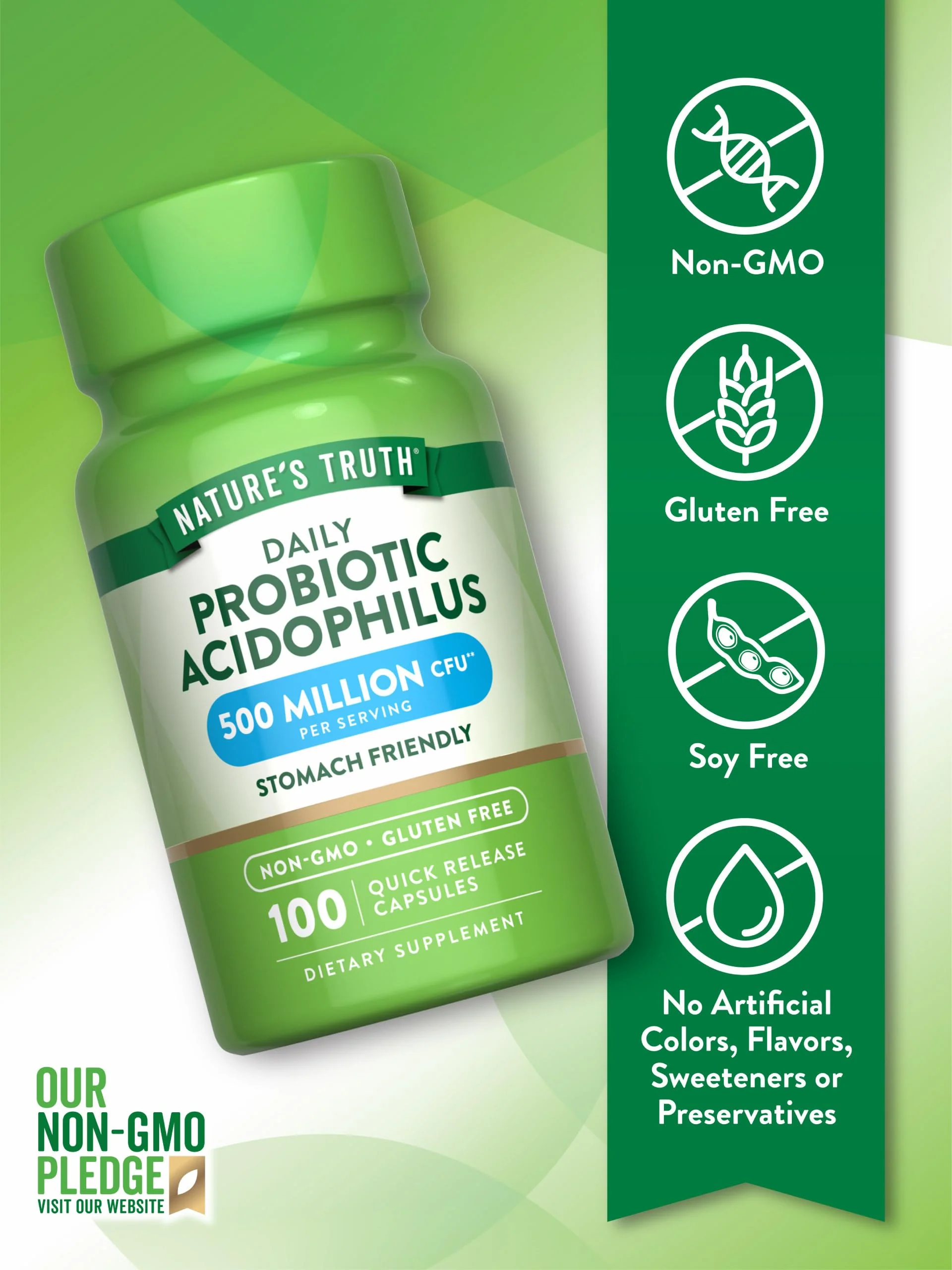 Nature's Truth Probiotics for Men and Women | 500 Million CFU | 100 Capsules | Non-GMO & Gluten Free Supplement - Image 6