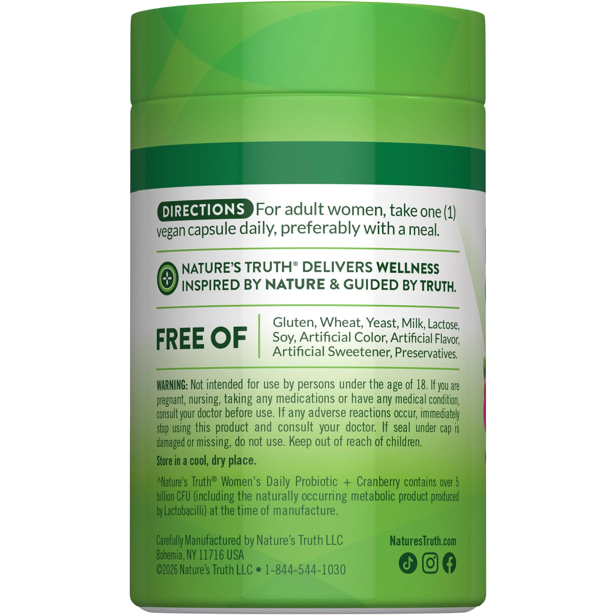 Nature's Truth Probiotics for Women | 5 Billion CFUs Daily | 40 Vegan Capsules | with Cranberry | Non-GMO & Gluten Free | No Refrigeration Needed - Image 2
