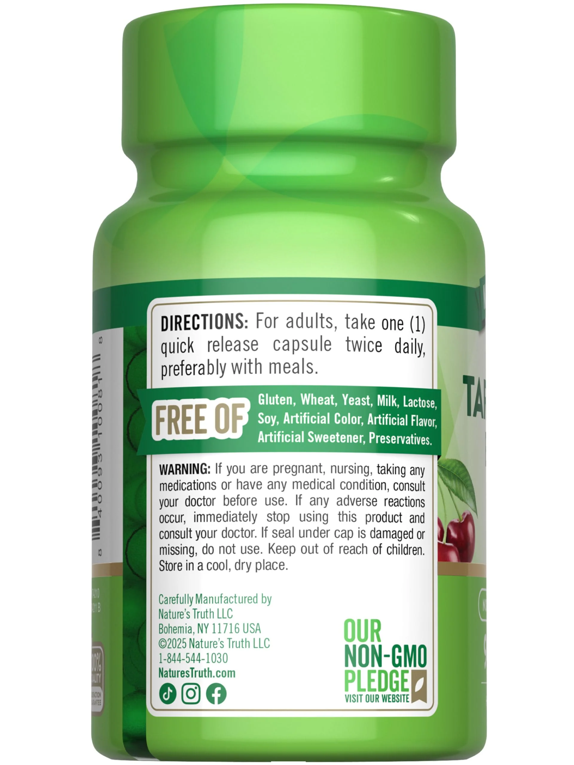 Nature's Truth Tart Cherry Extract Capsules | 90 Count | Non-GMO & Gluten Free Supplement - Image 2