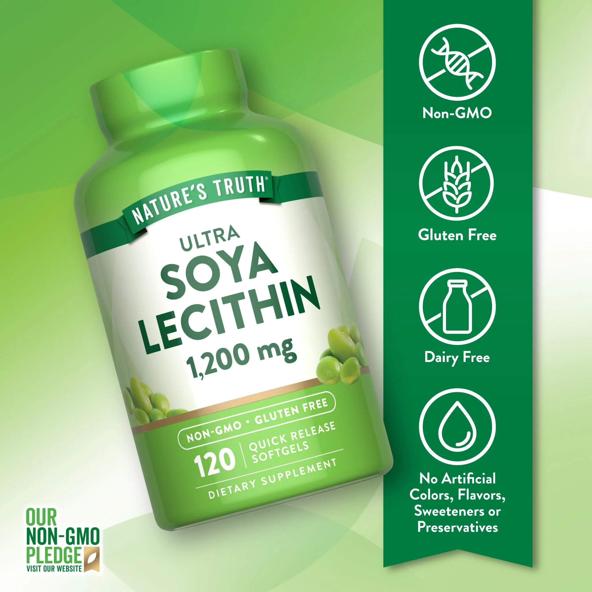 Nature's Truth Ultra Soy Lecithin 1200 mg | 120 Softgels | Non-GMO, Gluten Free Supplement - Image 6