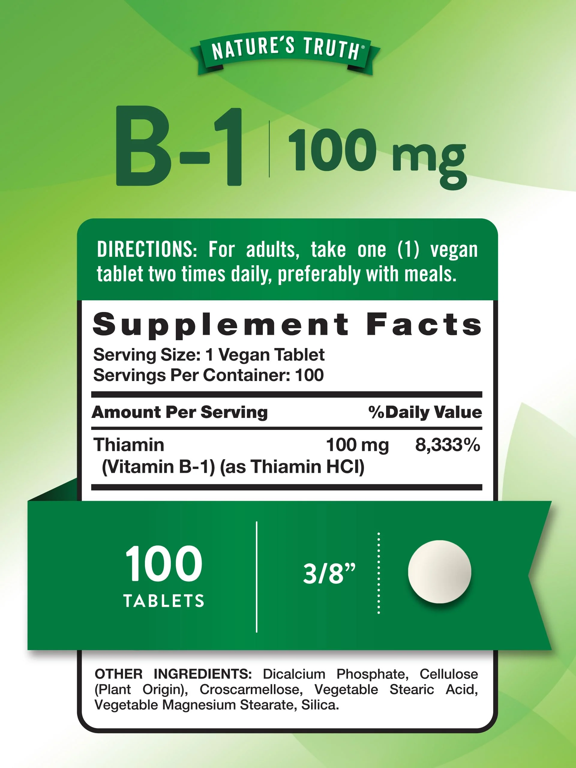 Nature's Truth Vitamin B1 100mg (Thiamine) | 100 Count | Vegan, Non-GMO & Gluten Free Supplement - Image 7