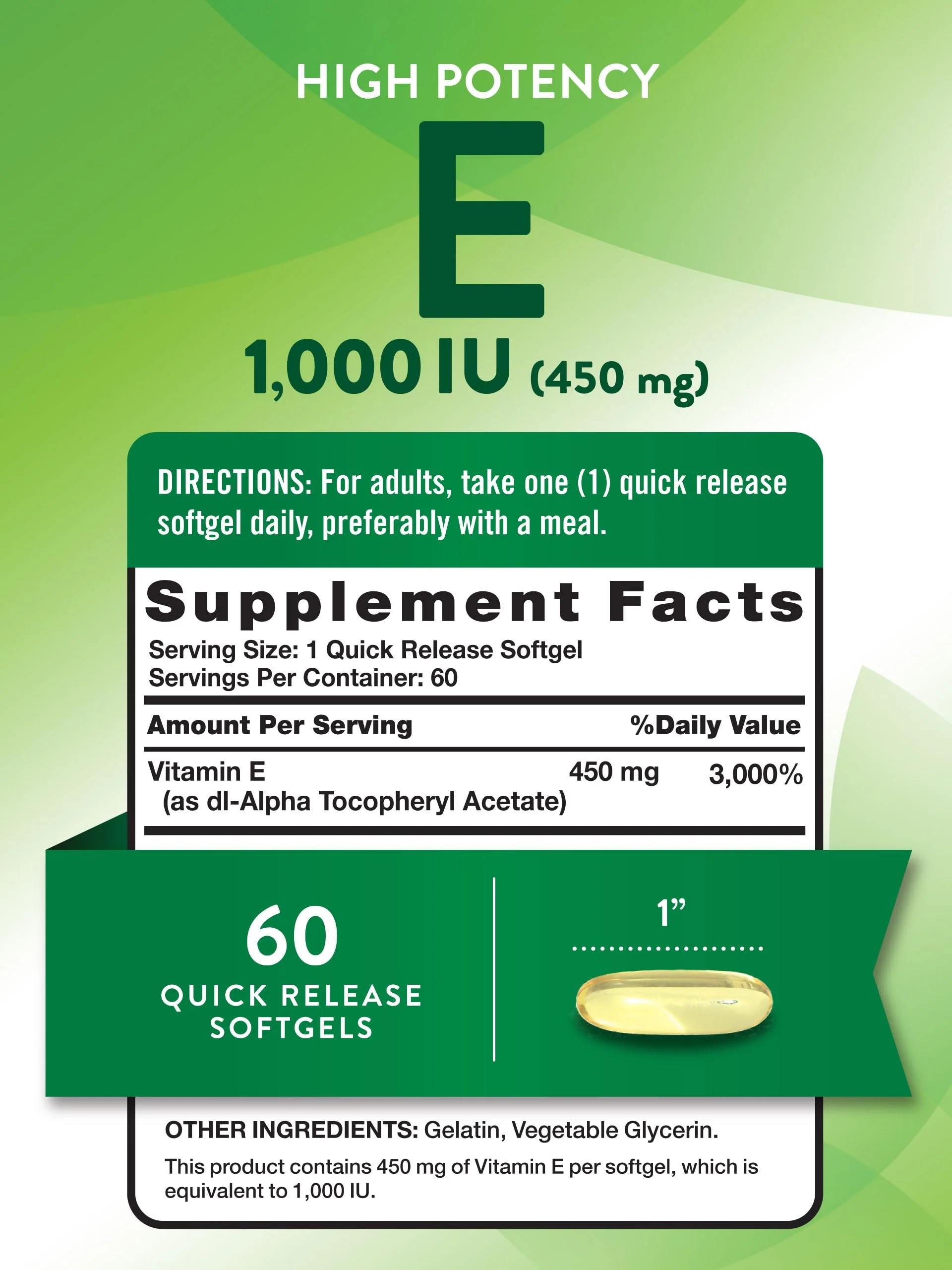 Nature's Truth Vitamin E Softgels | 1000 IU | 60 Count | Non-GMO & Gluten Free Supplement - Image 7
