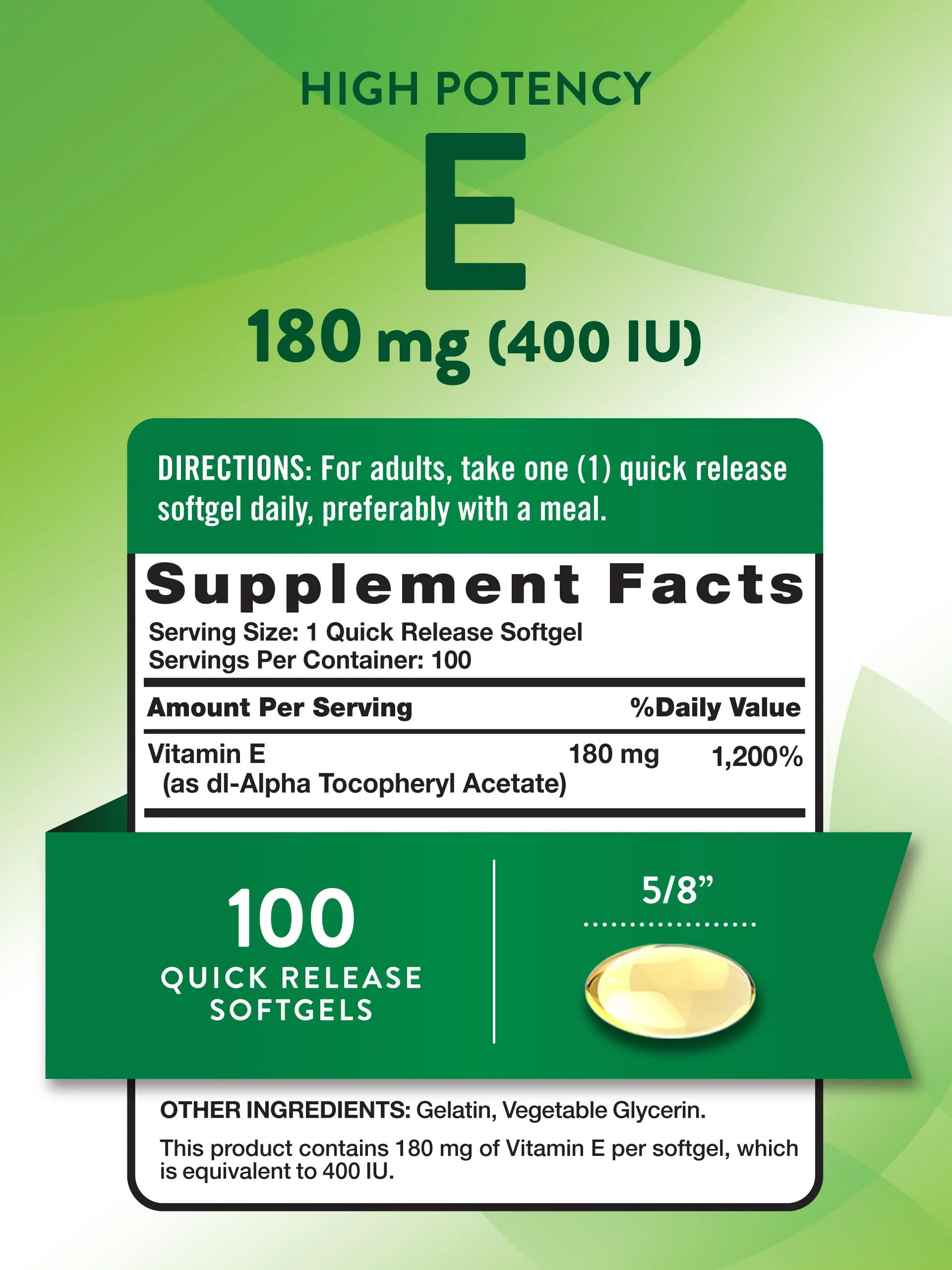 Nature's Truth Vitamin E Softgels | 400 IU 180mg | 100 Count | Non-GMO & Gluten Free Supplement - Image 7