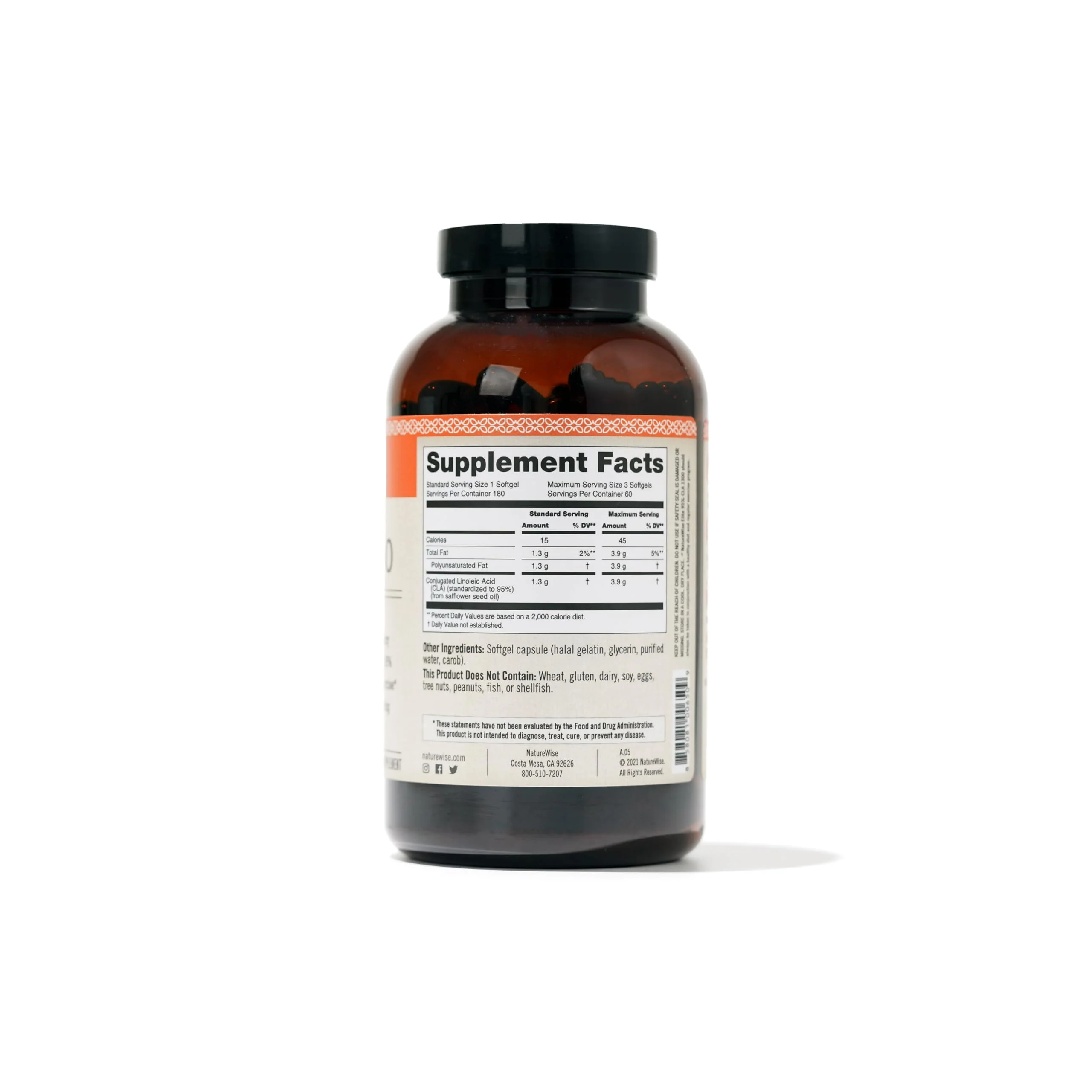 NatureWise CLA 1300 - 95% Active Conjugated Linoleic Acid for Women and Men, Not Stimulating, Supports Weight & Fitness Goals - Non-GMO, Gluten Free - 180 Softgels[2-Month Supply] - Image 3