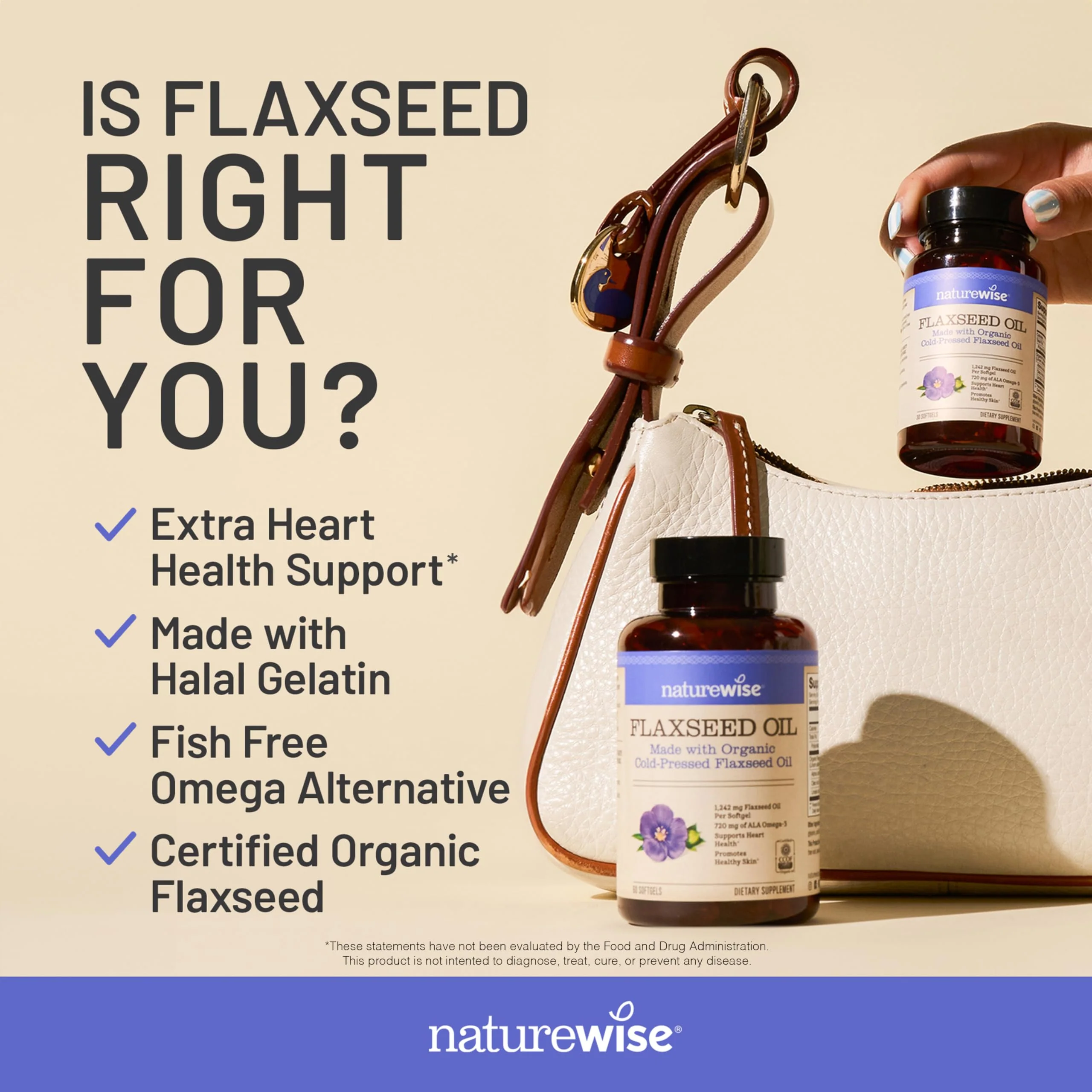 NatureWise Flaxseed Oil 1,242 mg, Fish Free Omega 3 6 9 with 720mg ALA, Dietary Supplement for Heart Health Support - Organic, Cold Pressed, Non-GMO - 240 Softgels[8-Month Supply] - Image 4