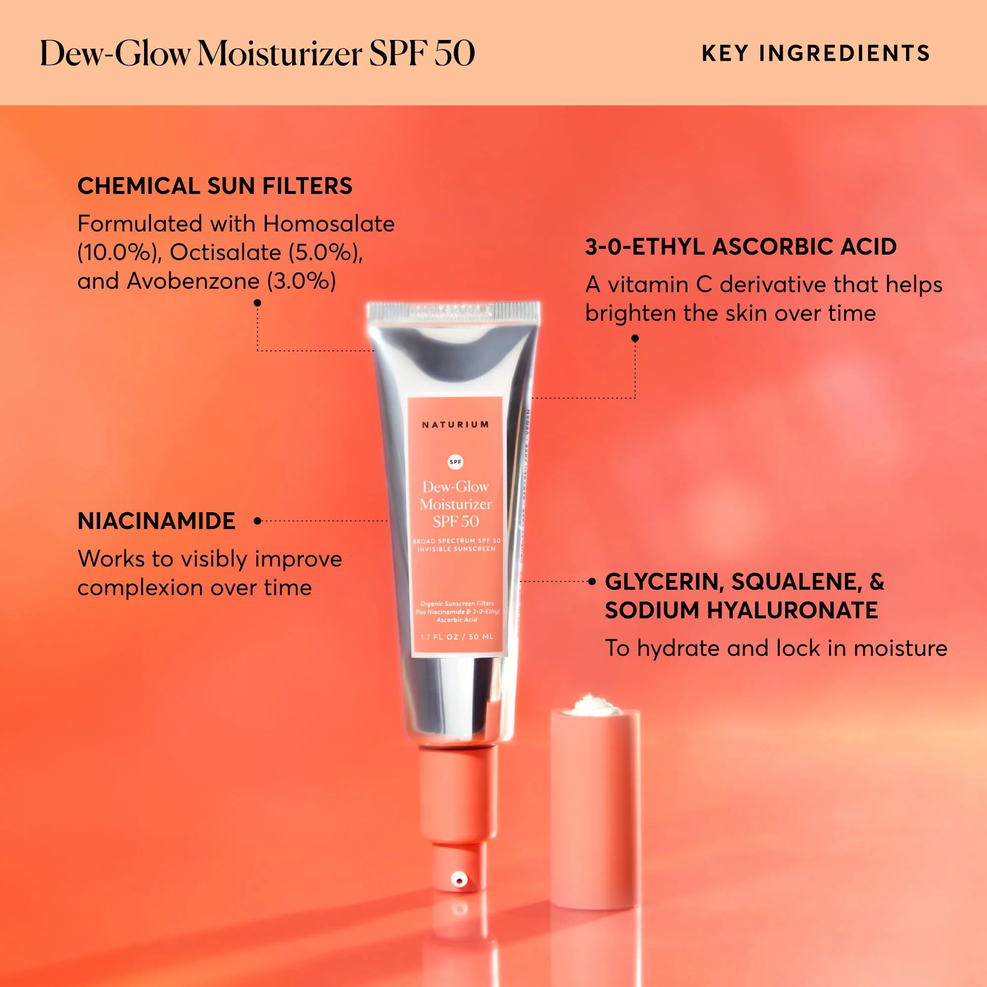 Naturium Dew-Glow Moisturizer SPF 50 PA++++, Daily Moisturizing Sunscreen & Face Primer, Skin Protector with Dewy Finish, 1.7 oz - Image 4