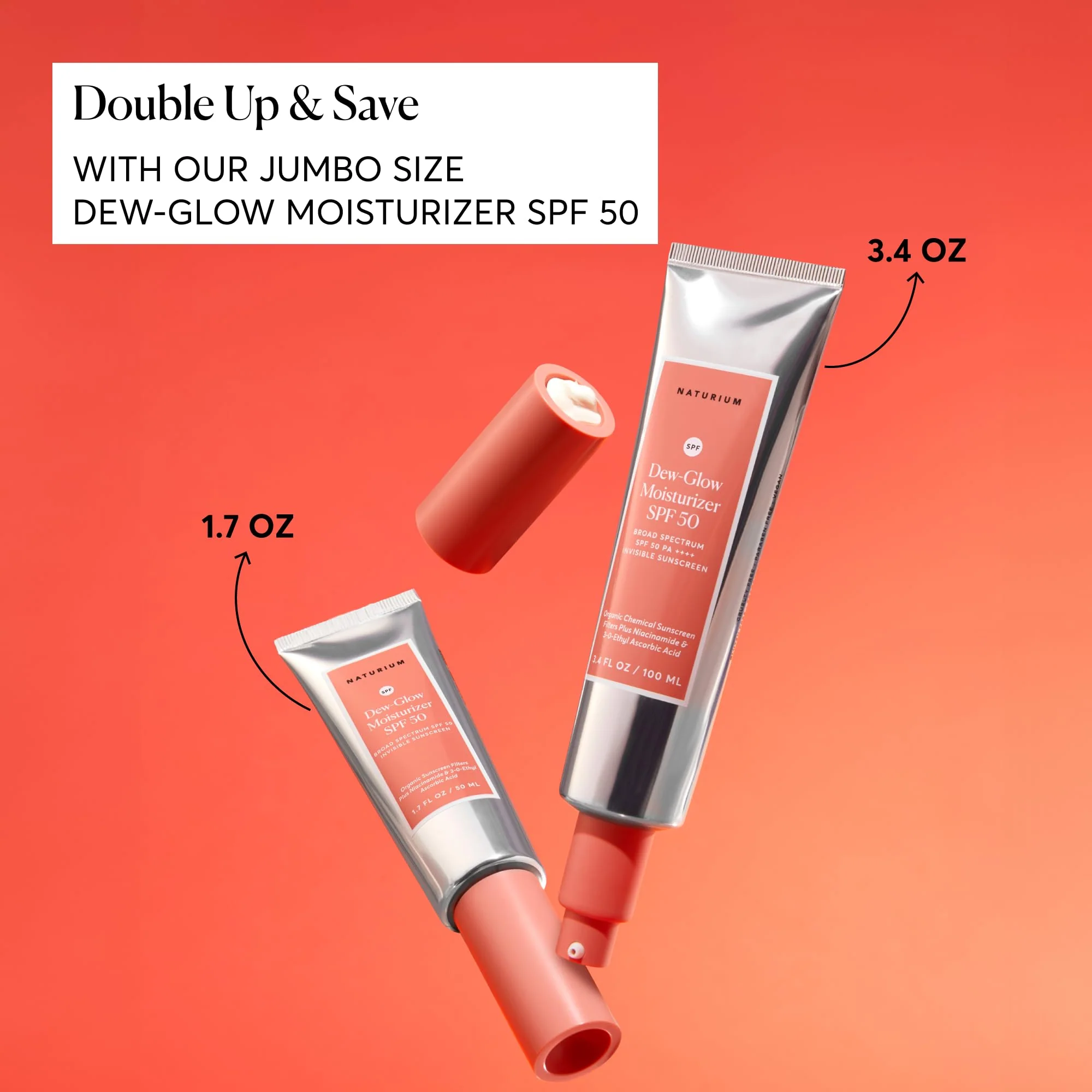 Naturium Dew-Glow Moisturizer SPF 50 PA++++ Jumbo, Daily Moisturizing Sunscreen & Face Primer, Skin Protector with Dewy Finish, 3.4 oz - Image 6
