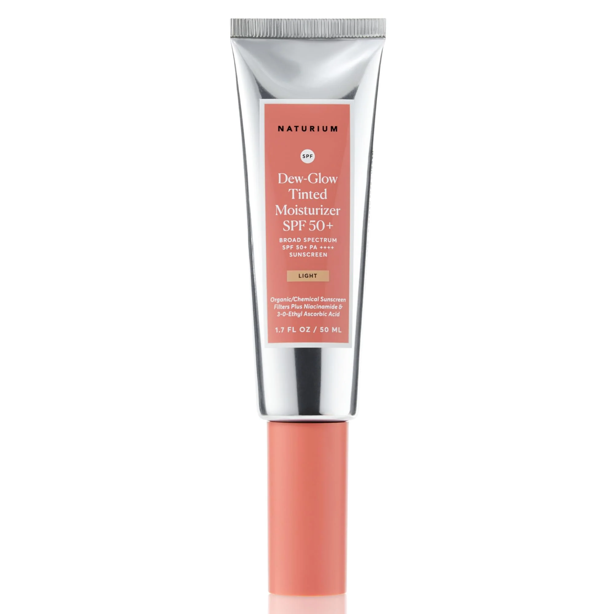 Naturium Dew-Glow Tinted Moisturizer SPF 50+ Light, Daily Moisturizing Sunscreen & Face Primer with Tint, Skin Protector with Dewy Finish, 1.7 oz