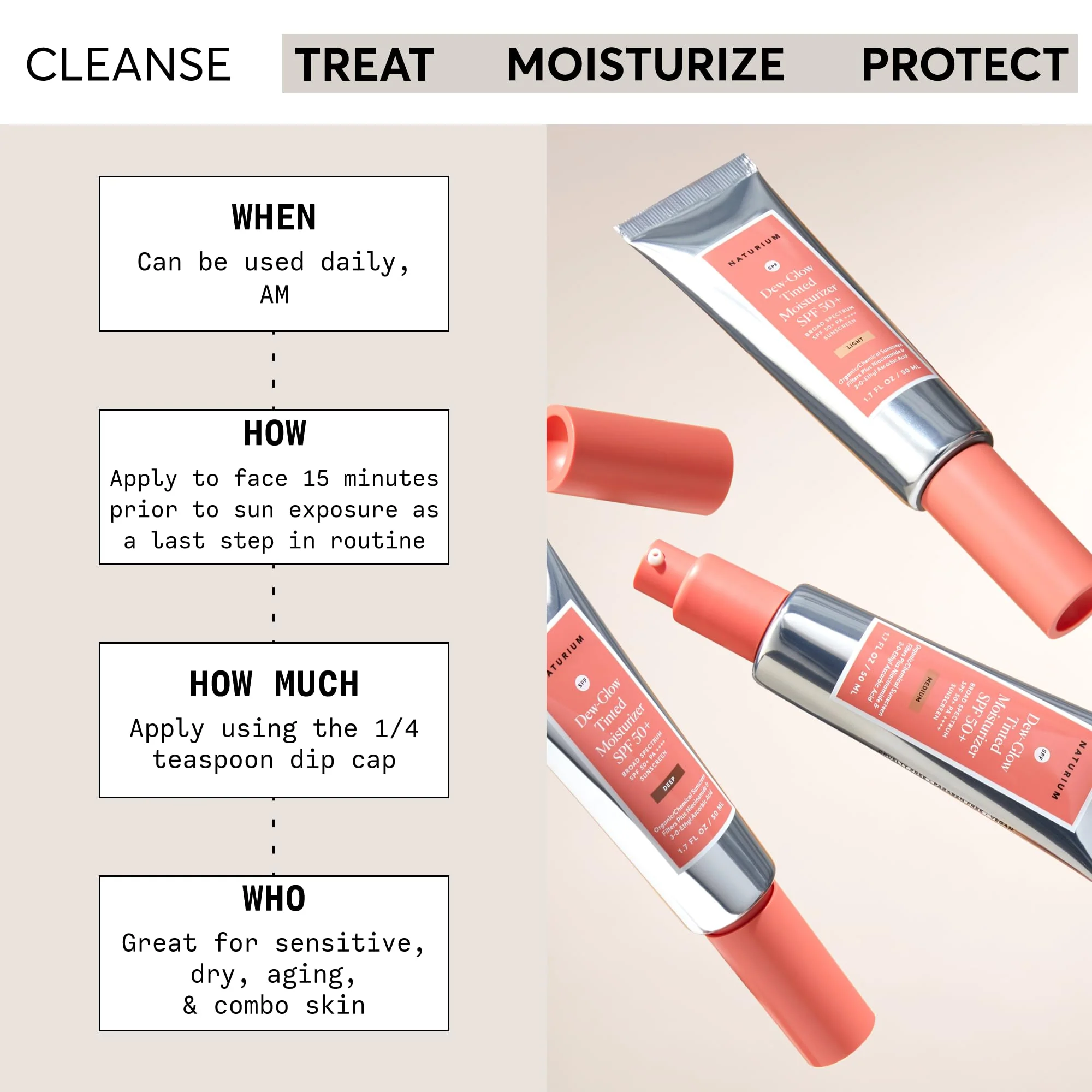 Naturium Dew-Glow Tinted Moisturizer SPF 50+ Light, Daily Moisturizing Sunscreen & Face Primer with Tint, Skin Protector with Dewy Finish, 1.7 oz - Image 5