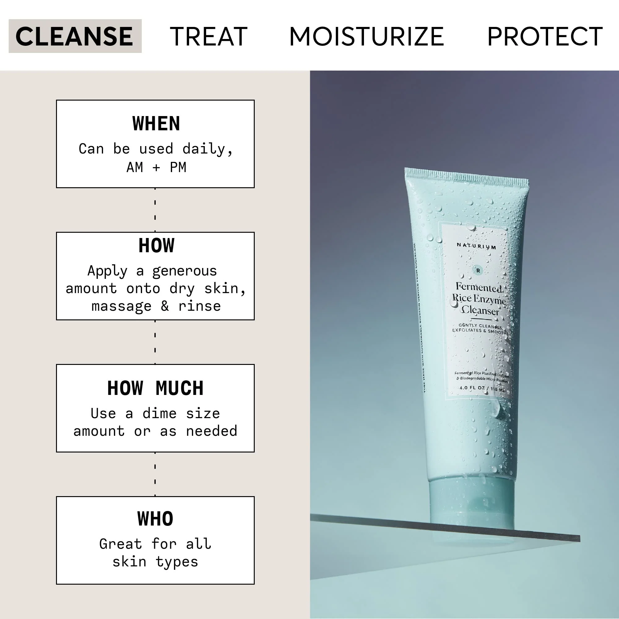 Naturium Fermented Rice Enzyme Cleanser, Plus Fruit Enzymes & Biodegradable Micro-Powders, 4 oz - Image 4