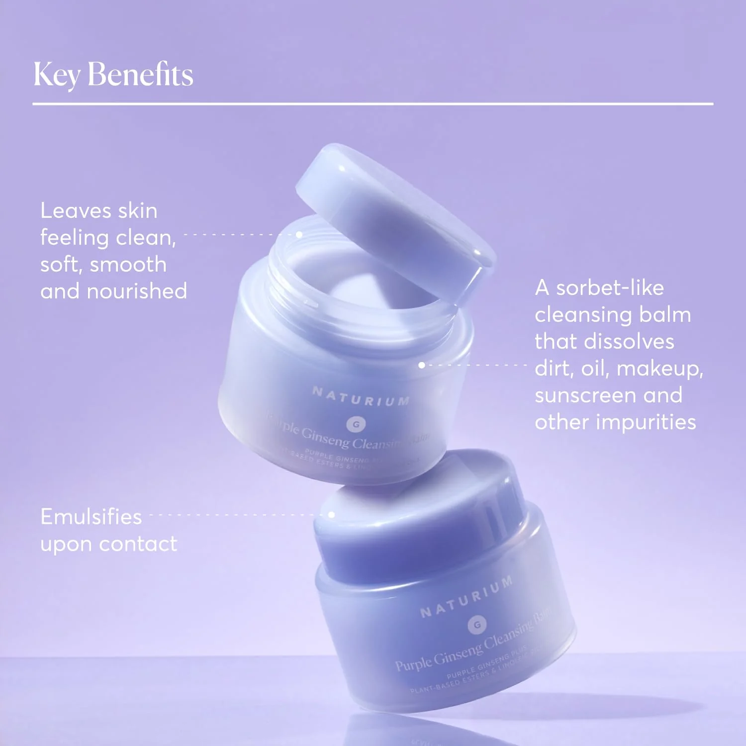 Naturium Purple Ginseng Cleansing Balm Plus Plant-Based Esters & Linoleic-Rich Oils, Smoothing Face Wash, 3.0 oz - Image 5