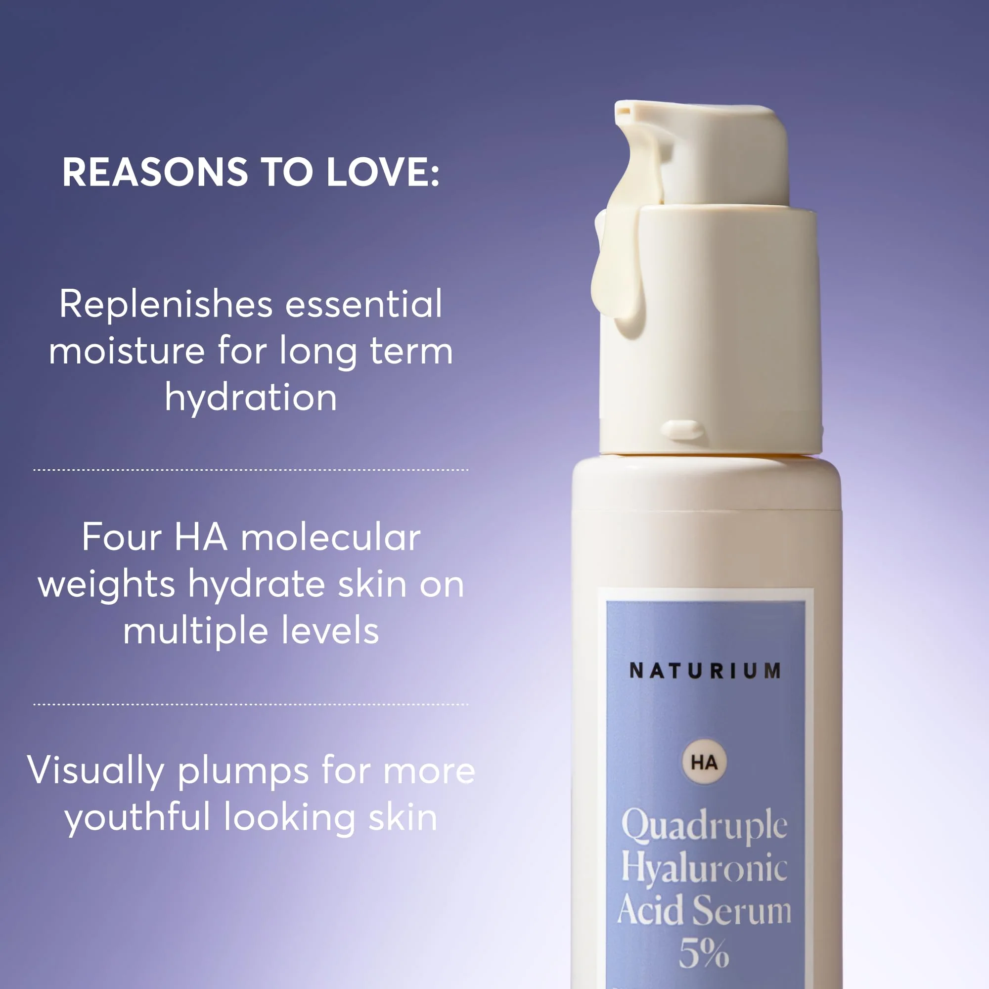 Naturium Quadruple Hyaluronic Acid Serum 5%, Hydrating & Plumping Face Serum, Anti-Aging & Moisturizing Skin Care, Fragrance-Free, 1 oz - Image 5