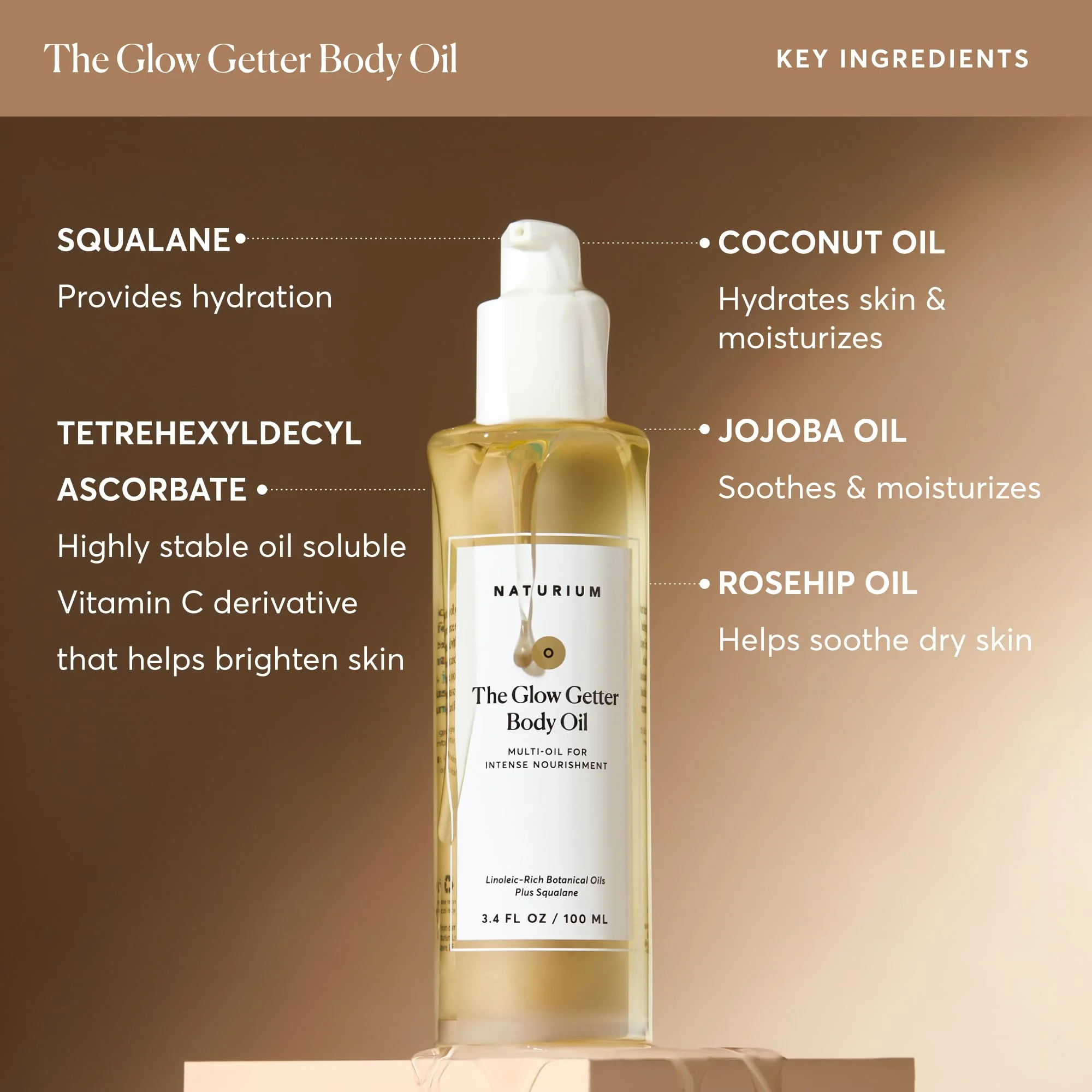 Naturium The Glow Getter Body Oil, Multi-Oil for Intense Nourishment, Hydrating & Moisturizing Formula, Vegan & Cruelty-Free, 3.4 oz - Image 3