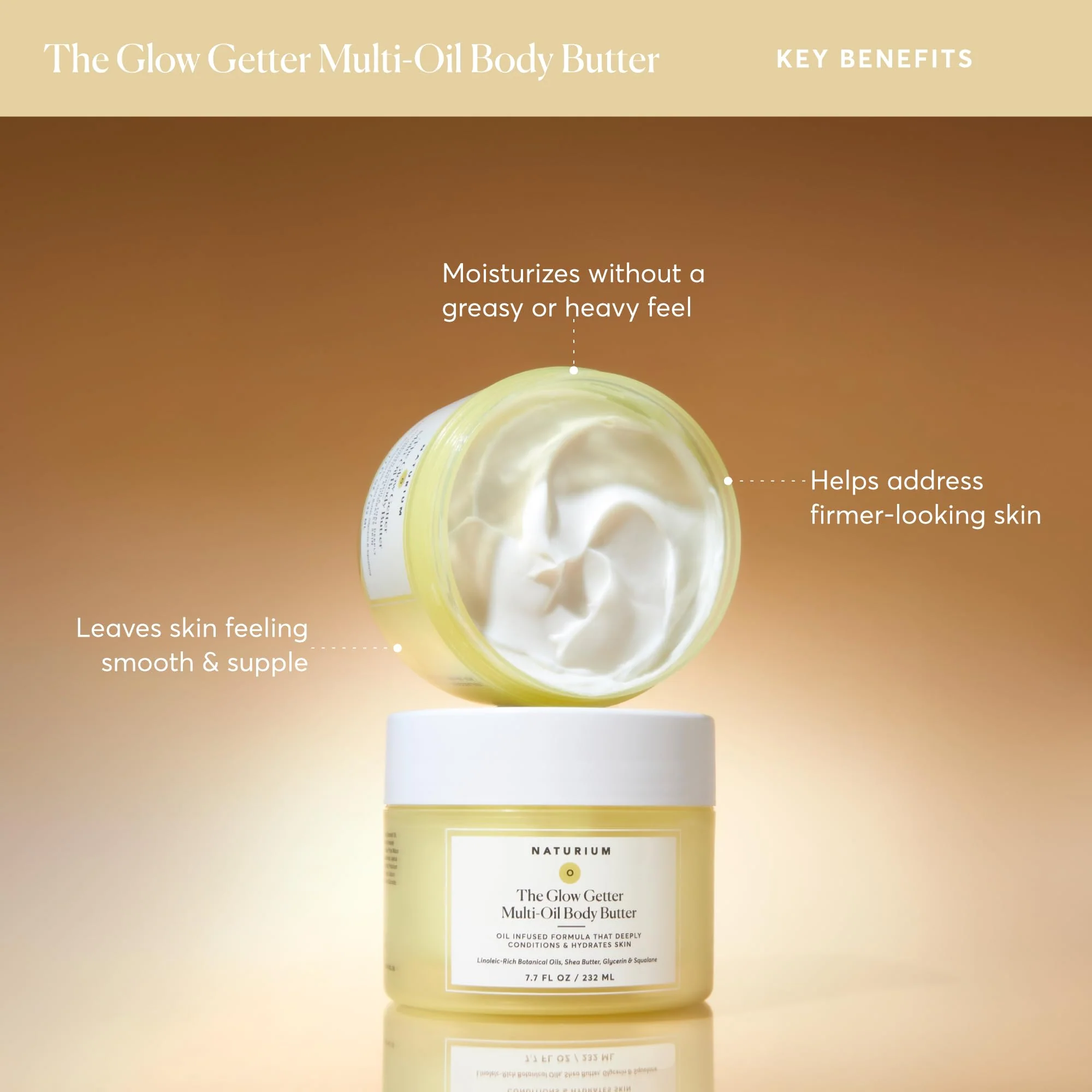 Naturium The Glow Getter Whipped Multi-Oil Body Butter, Firming Cream & Body Moisturizer with Shea Butter, 7.7 fl oz - Image 8