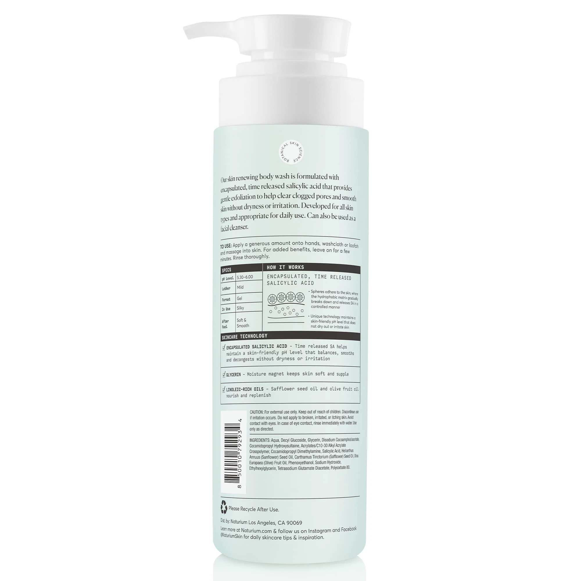 Naturium The Perfector Salicylic Acid Body Wash, Gentle & Smoothing Cleanser, 16.9 oz - Image 2