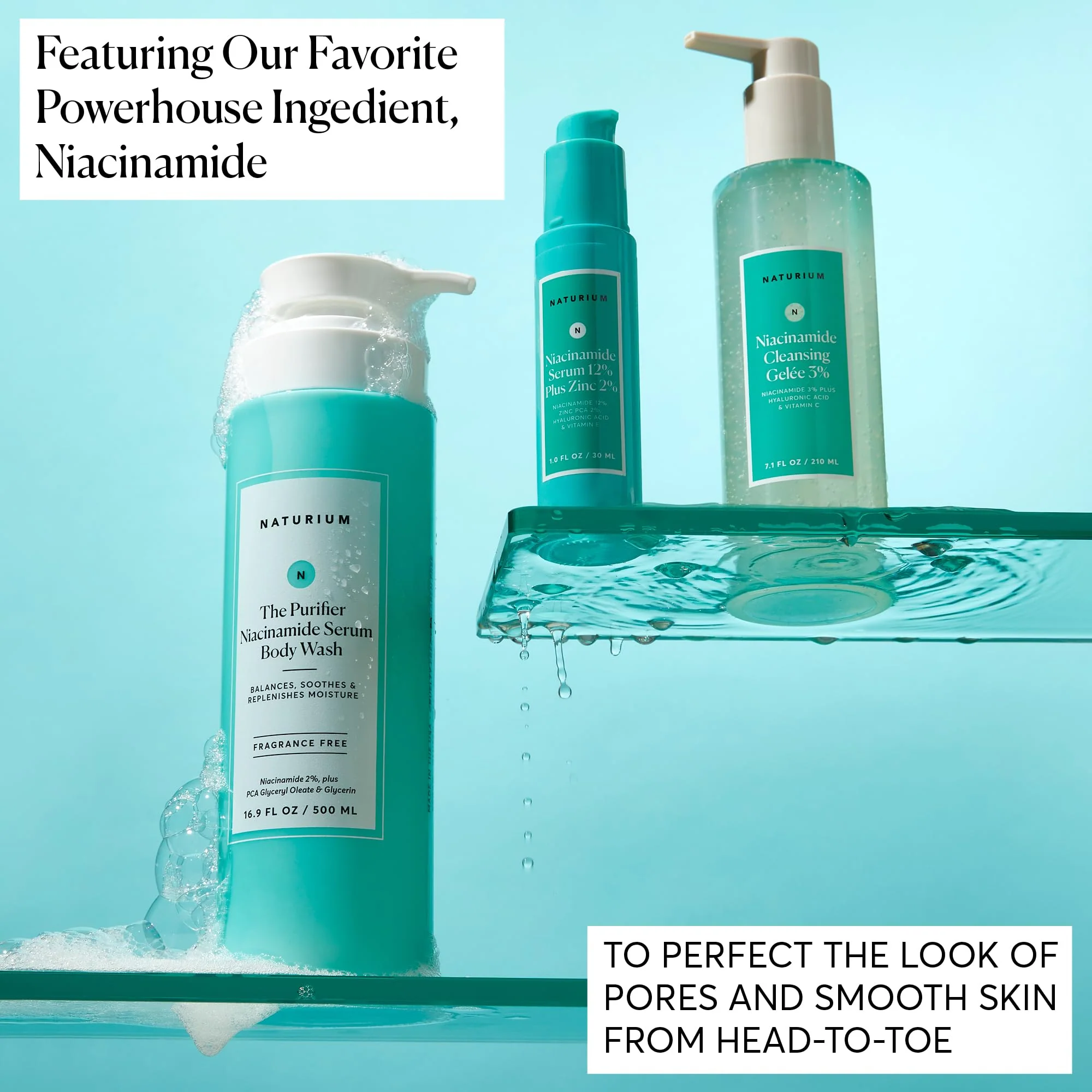 Naturium The Purifier Niacinamide Serum Body Wash, Cleansing & Hydrating Gel-Serum, Dermatologist Tested, Paraben & Cruelty Free, 16.9 oz - Image 2