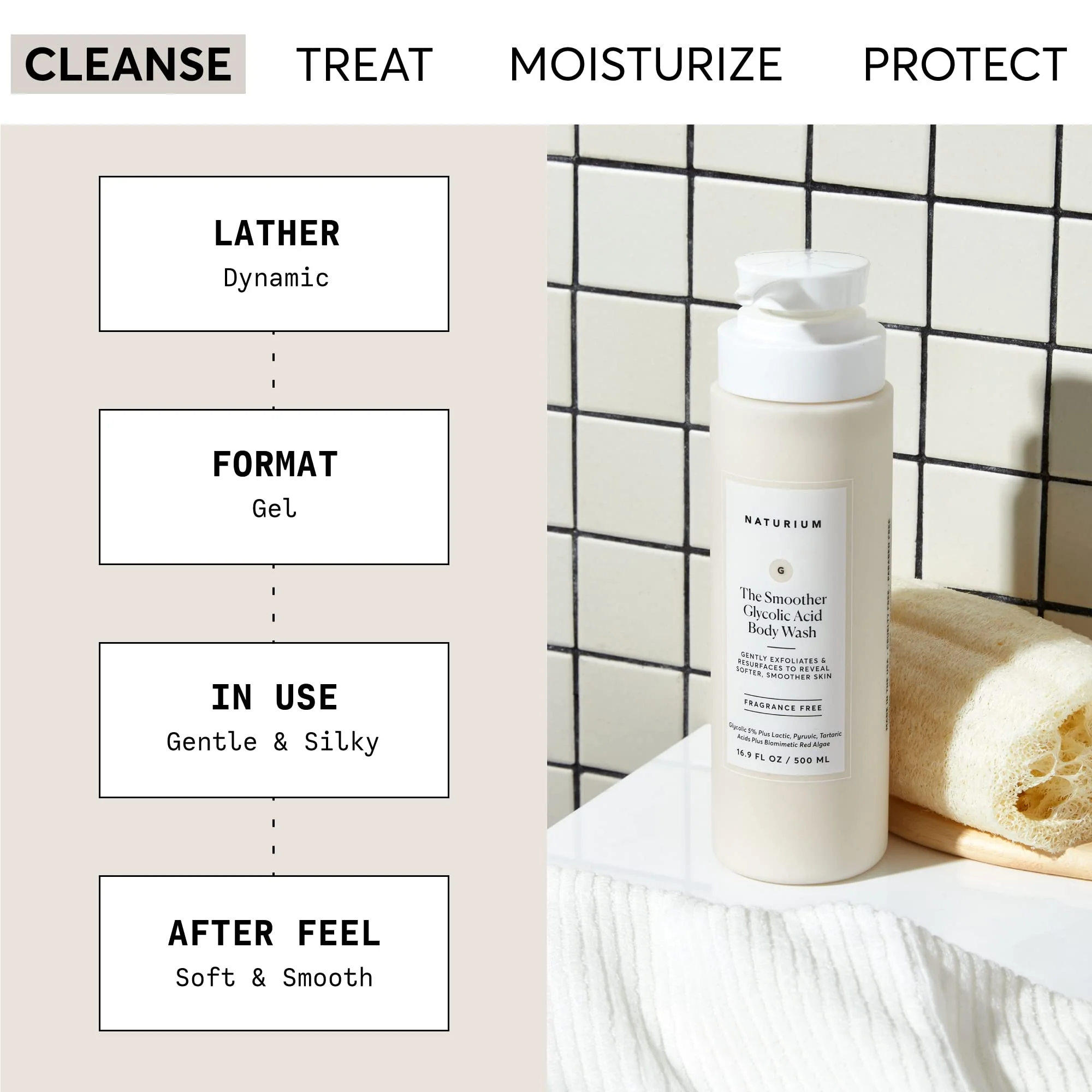 Naturium The Smoother Glycolic Acid Exfoliating Body Wash, Soft & Smoothing Cleanser, 16.9 oz - Image 7
