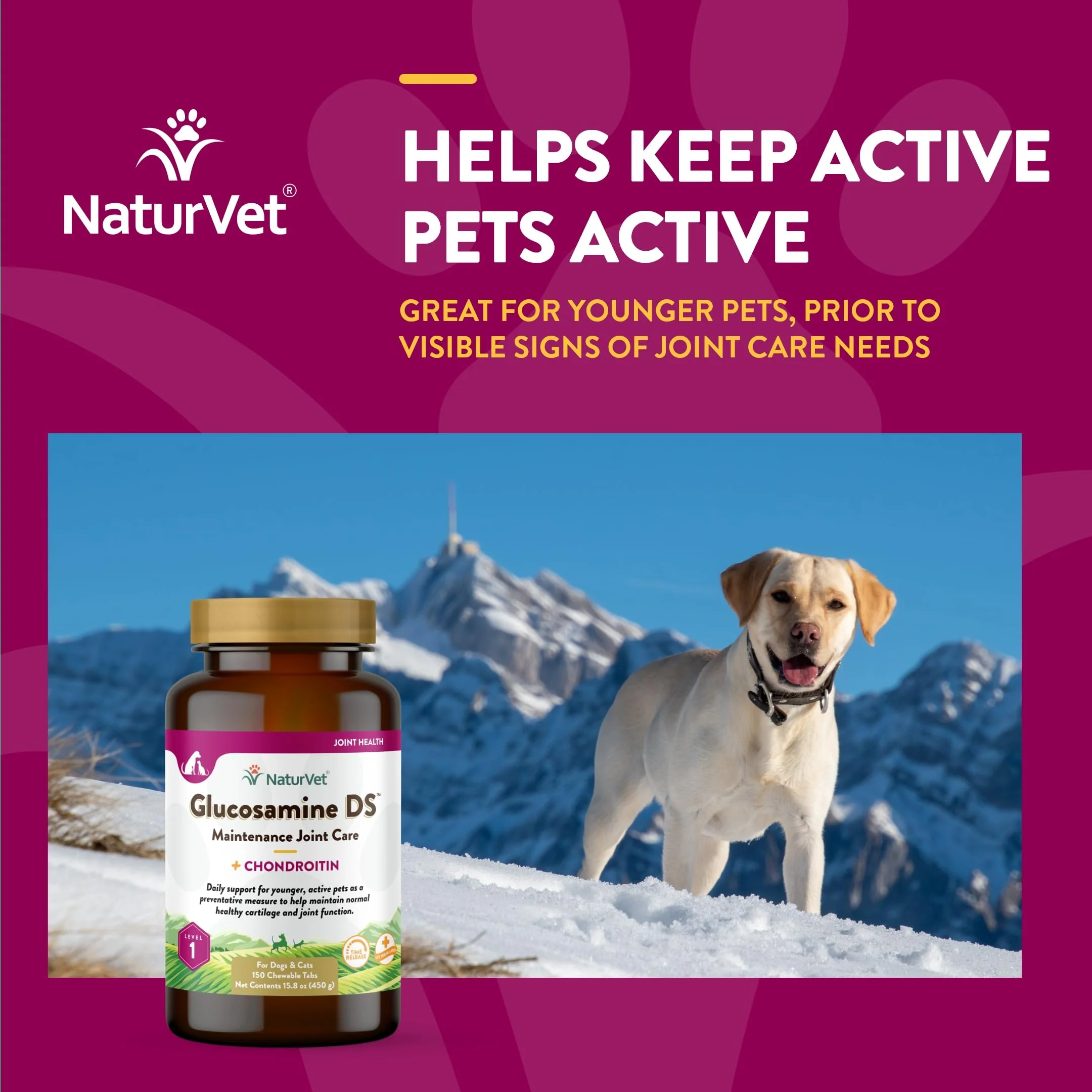 NaturVet Glucosamine DS Level 1 Maintenance Care Hip & Joint Support Pet Supplement for Dogs & Cats –Glucosamine, Chondroitin, Antioxidants –Supports Cartilage, Joint Function – 150 Ct. - Image 6