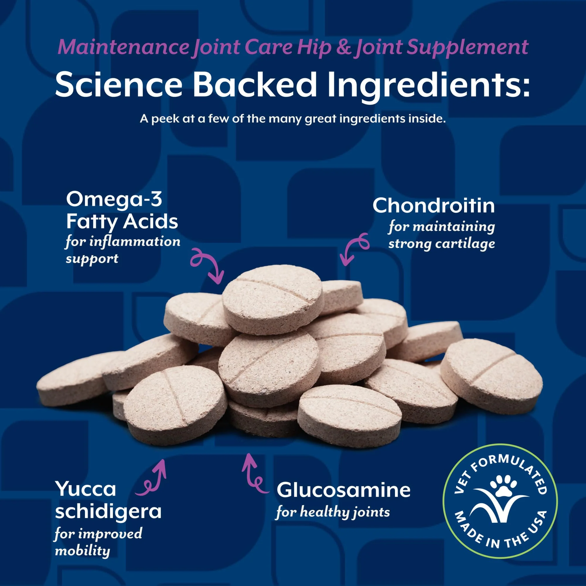 NaturVet Glucosamine DS Level 1 Maintenance Care Hip & Joint Support Pet Supplement for Dogs & Cats –Glucosamine, Chondroitin, Antioxidants –Supports Cartilage, Joint Function – 60 Ct. - Image 4