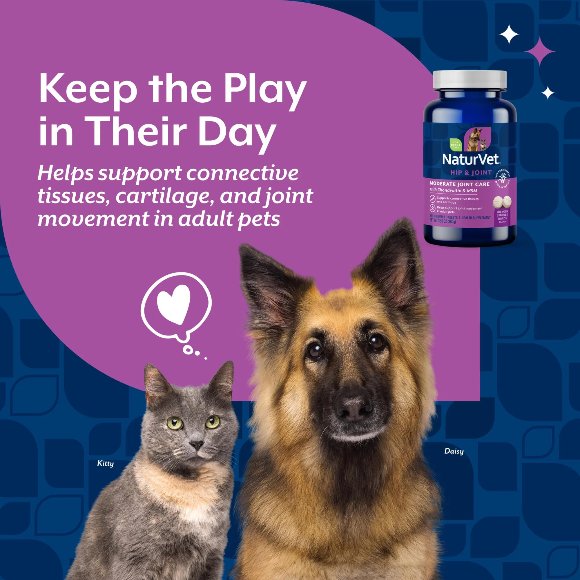NaturVet Glucosamine DS Plus Level 2 Moderate Care Joint Support Supplement for Dogs and Cats, Chewable Tablets Time Release, Made in The USA, 120 Count - Image 6