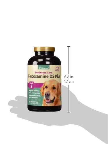 NaturVet Glucosamine DS Plus Level 2 Moderate Care Joint Support Supplement for Dogs and Cats, Chewable Tablets Time Release, Made in The USA, 120 Count - Image 7
