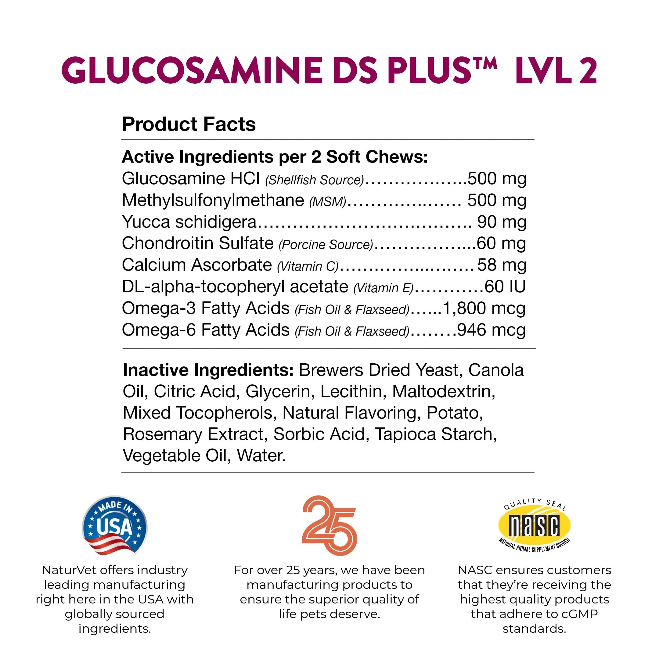 NaturVet – Glucosamine DS Plus - Level 2 Moderate Care – Supports Healthy Hip & Joint Function – Enhanced with Glucosamine, MSM & Chondroitin – for Dogs & Cats–120 Soft Chews - Image 2