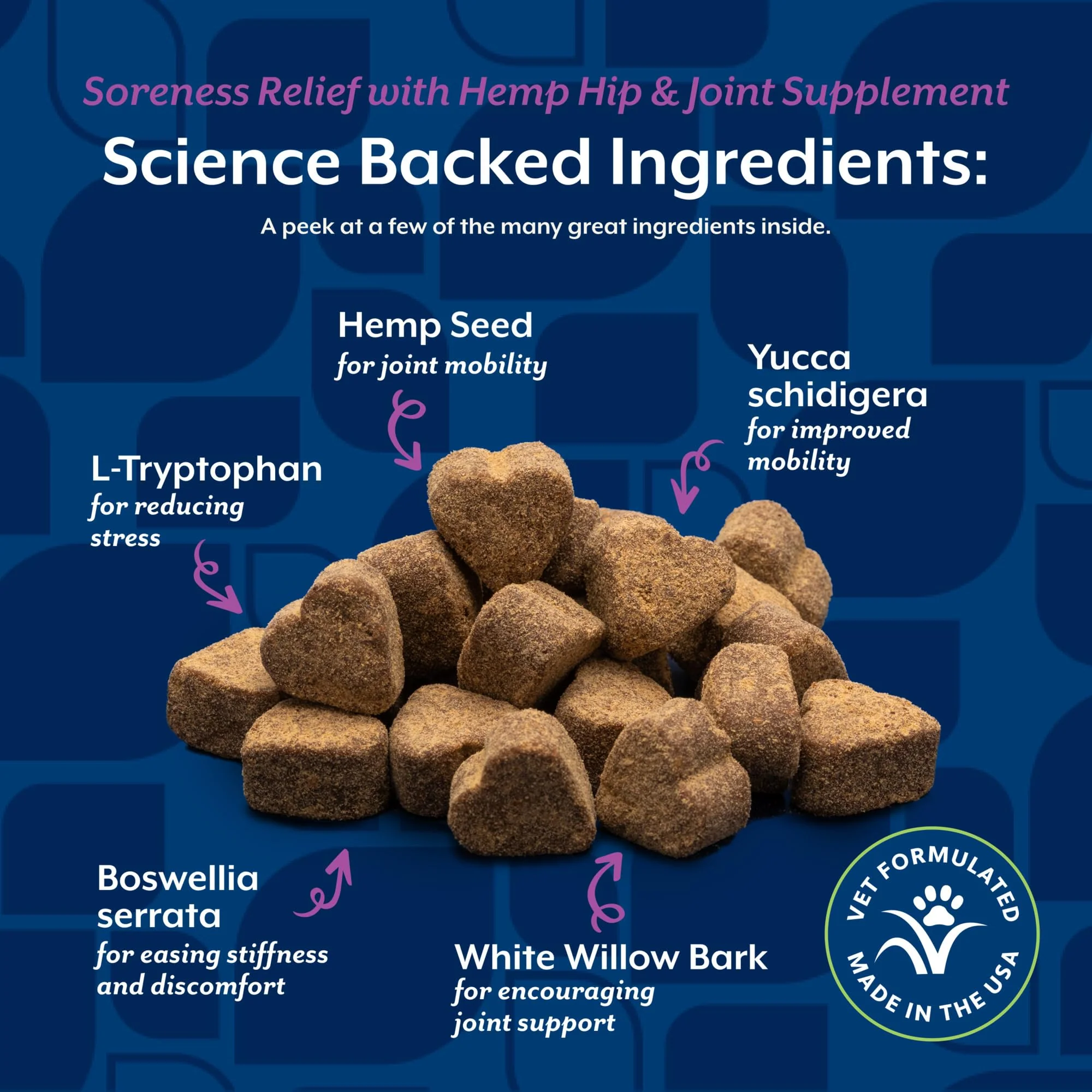 NaturVet Hemp Aches & Discomfort Plus Hemp Seed for Dogs, 60 ct Soft Chews, Made in The USA - Image 4