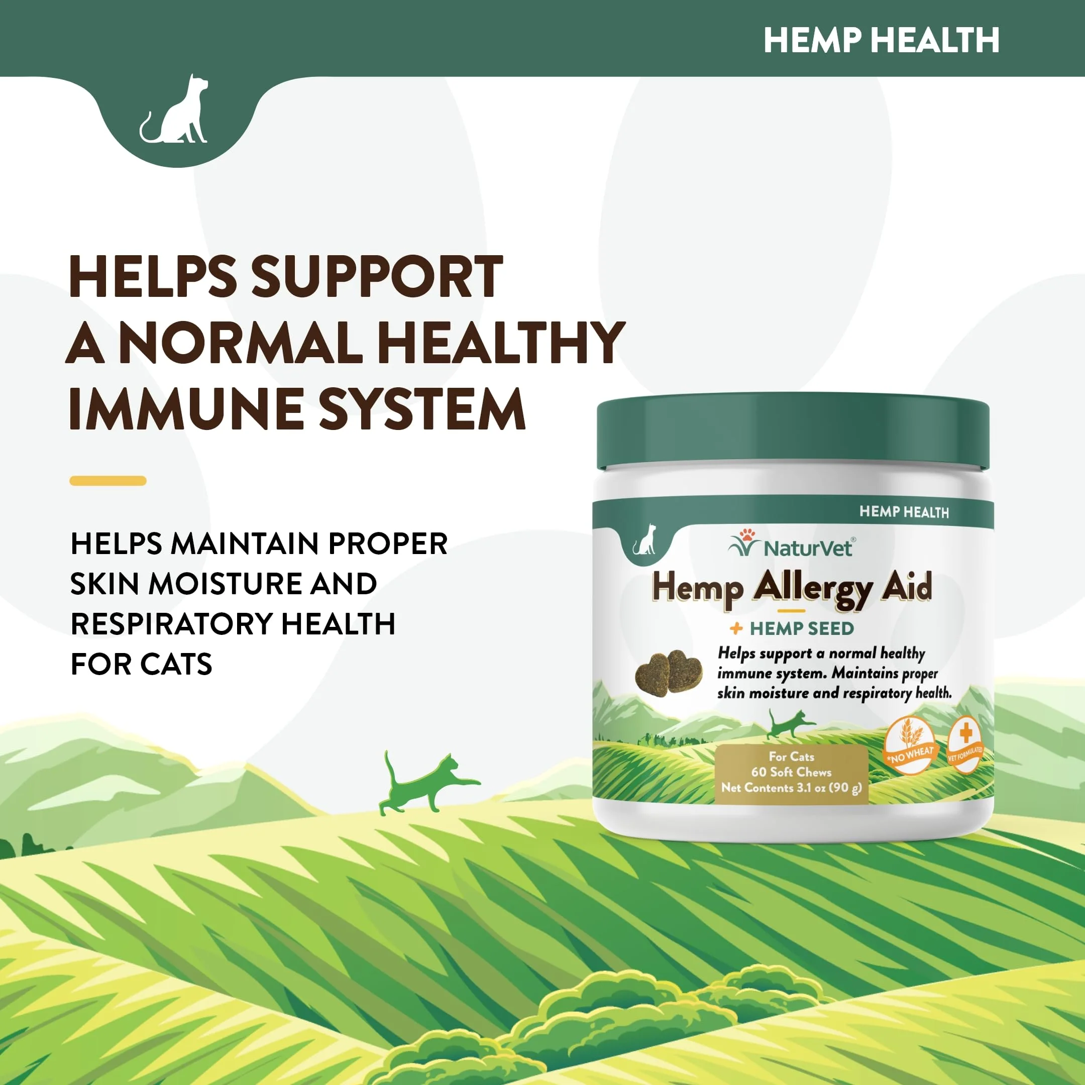 NaturVet Hemp Allergy Aid Plus Hemp Seed Soft Chews for Cats, 60 ct, Made in The USA - Image 8