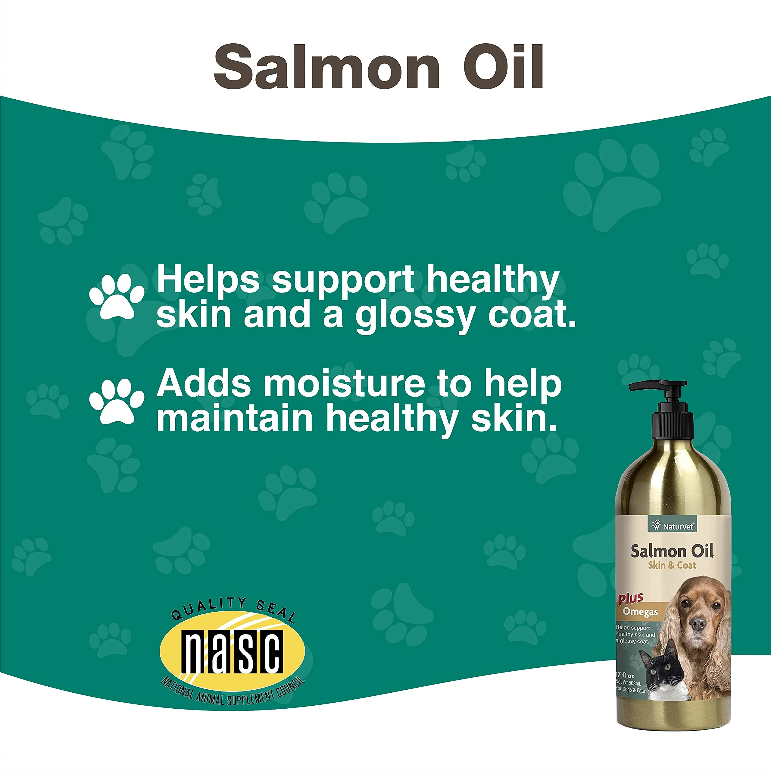 NaturVet – Salmon Oil Skin & Coat Plus Omegas | Supports Healthy Skin & Glossy Coat | Natural Source of Omega-3 & 6 Fatty Acids | for Dogs & Cats (17 oz Oil) - Image 3