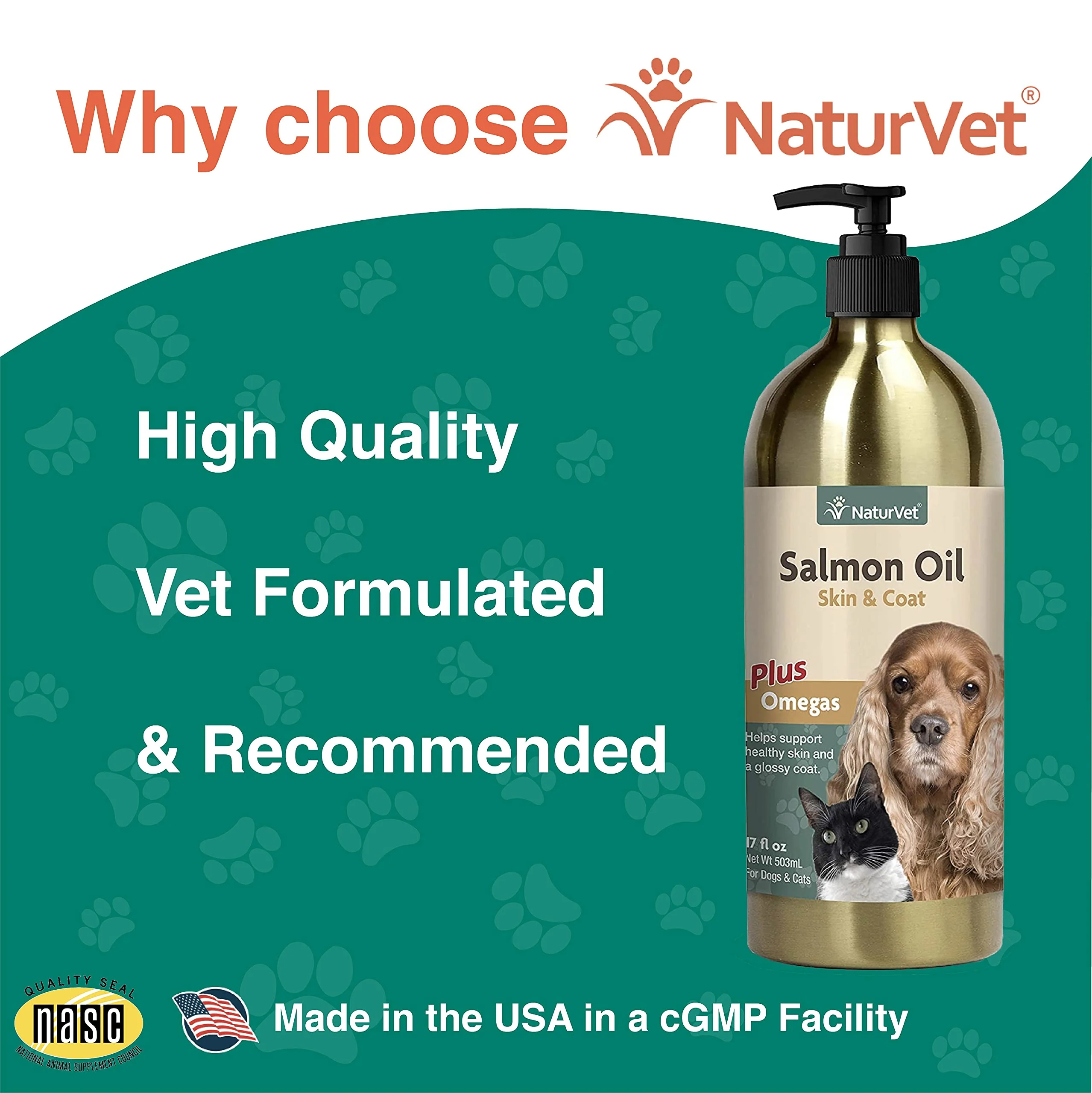 NaturVet – Salmon Oil Skin & Coat Plus Omegas | Supports Healthy Skin & Glossy Coat | Natural Source of Omega-3 & 6 Fatty Acids | for Dogs & Cats (17 oz Oil) - Image 4