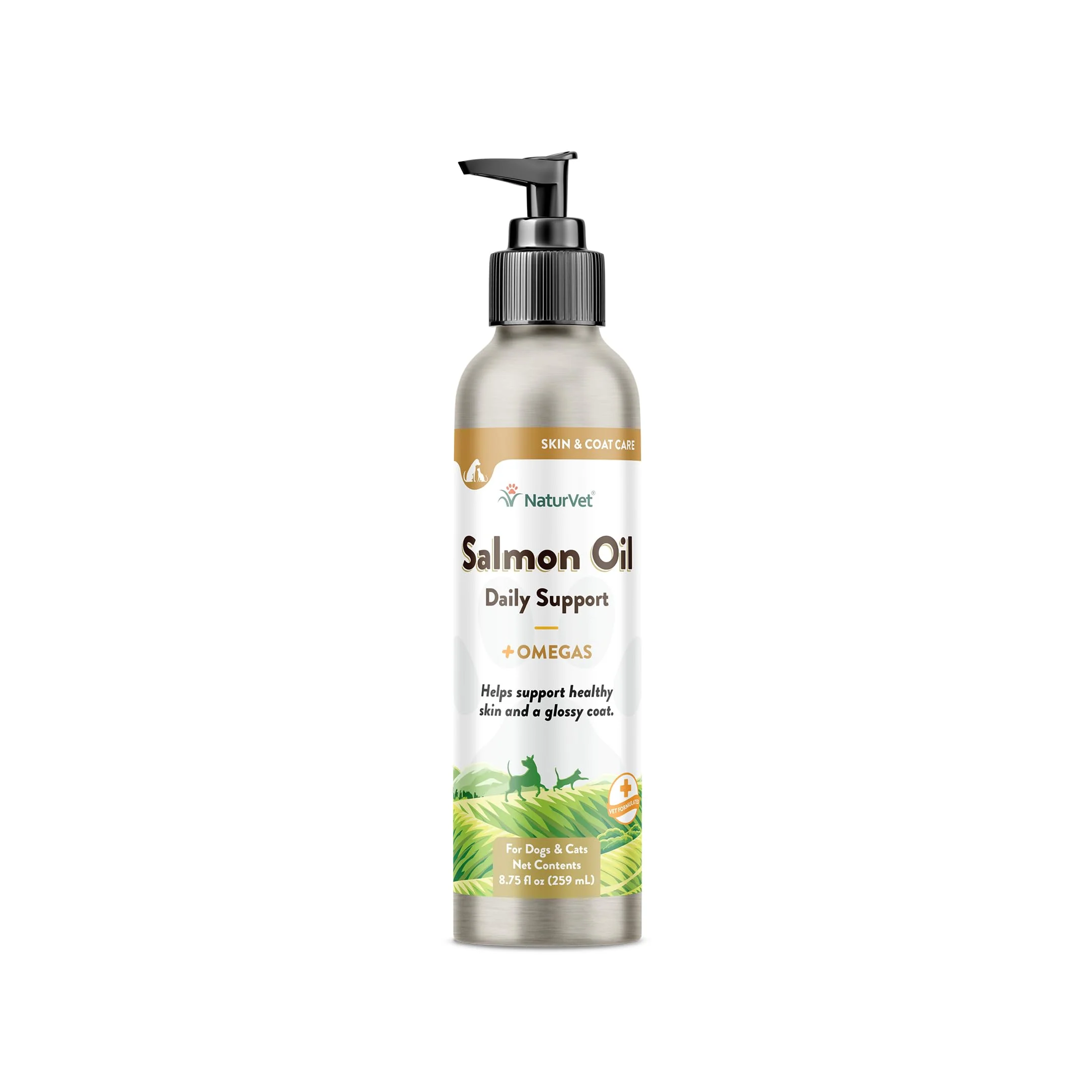 NaturVet – Salmon Oil Skin & Coat Plus Omegas – Supports Healthy Skin & Glossy Coat – Source of Omega-3 & 6 Fatty Acids – for Dogs & Cats (8.75 oz Oil)