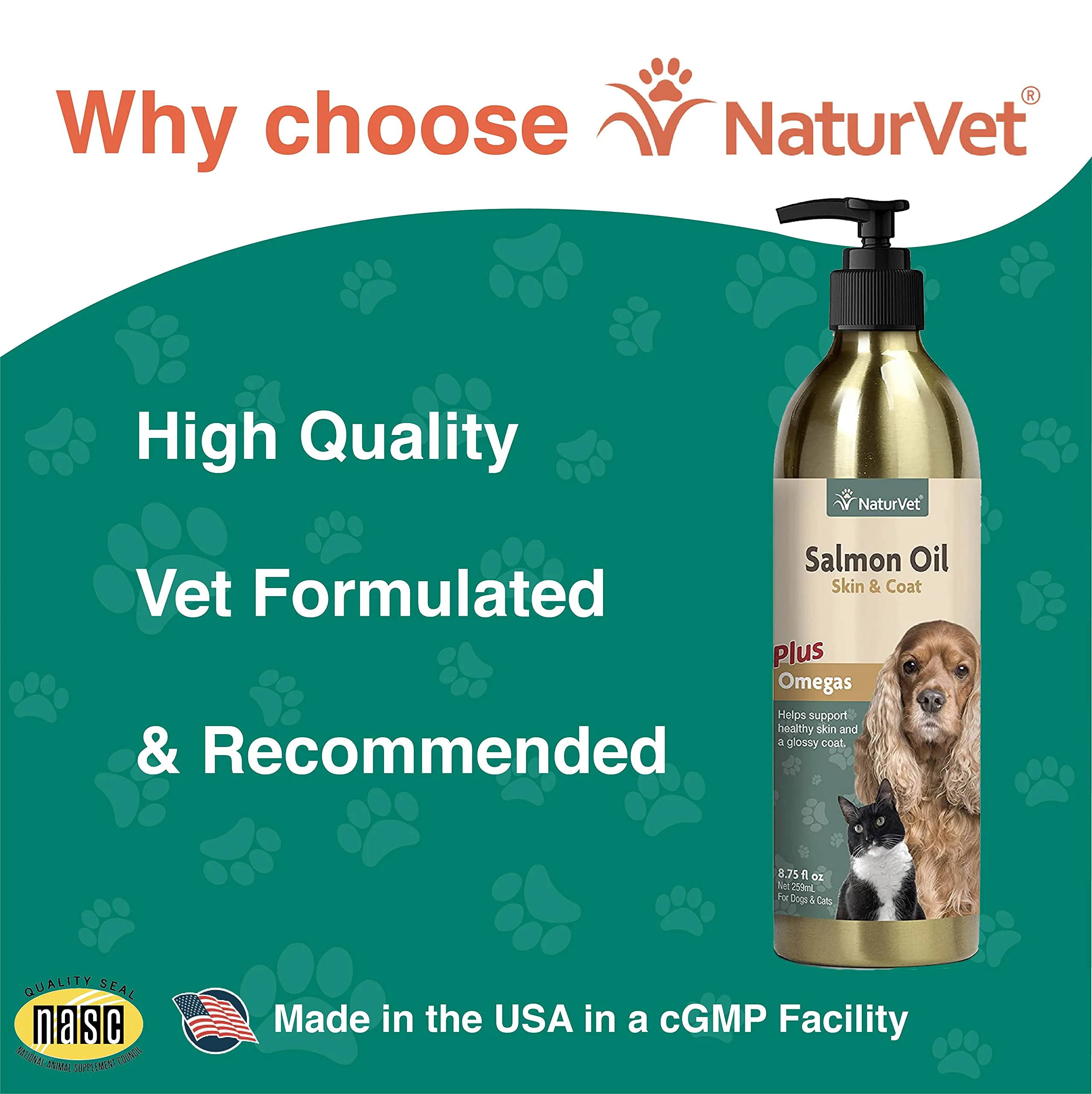 NaturVet – Salmon Oil Skin & Coat Plus Omegas – Supports Healthy Skin & Glossy Coat – Source of Omega-3 & 6 Fatty Acids – for Dogs & Cats (8.75 oz Oil) - Image 4