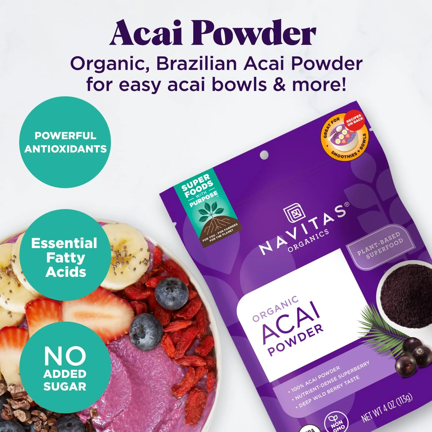 Navitas Organics Acai Powder, 4oz. Pouch, 38 Servings - Image 6
