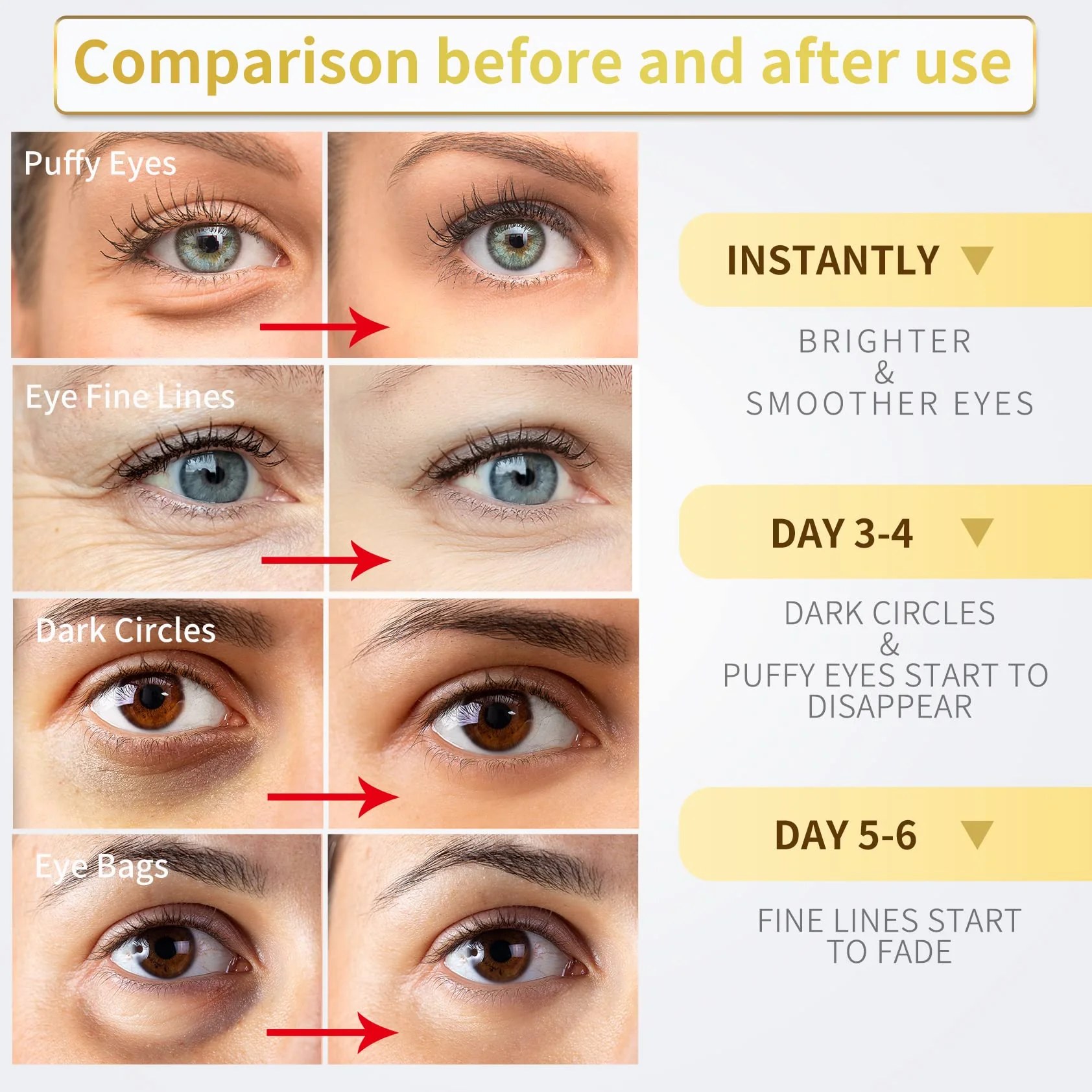 NAZANO 24K Gold Under Eye Patches - 60 Pack for Puffy Eyes, Dark Circles, Bags & Wrinkles with Collagen & Hyaluronic Acid - Eye Care Pads for Daily Skincare (Gold) - Image 6