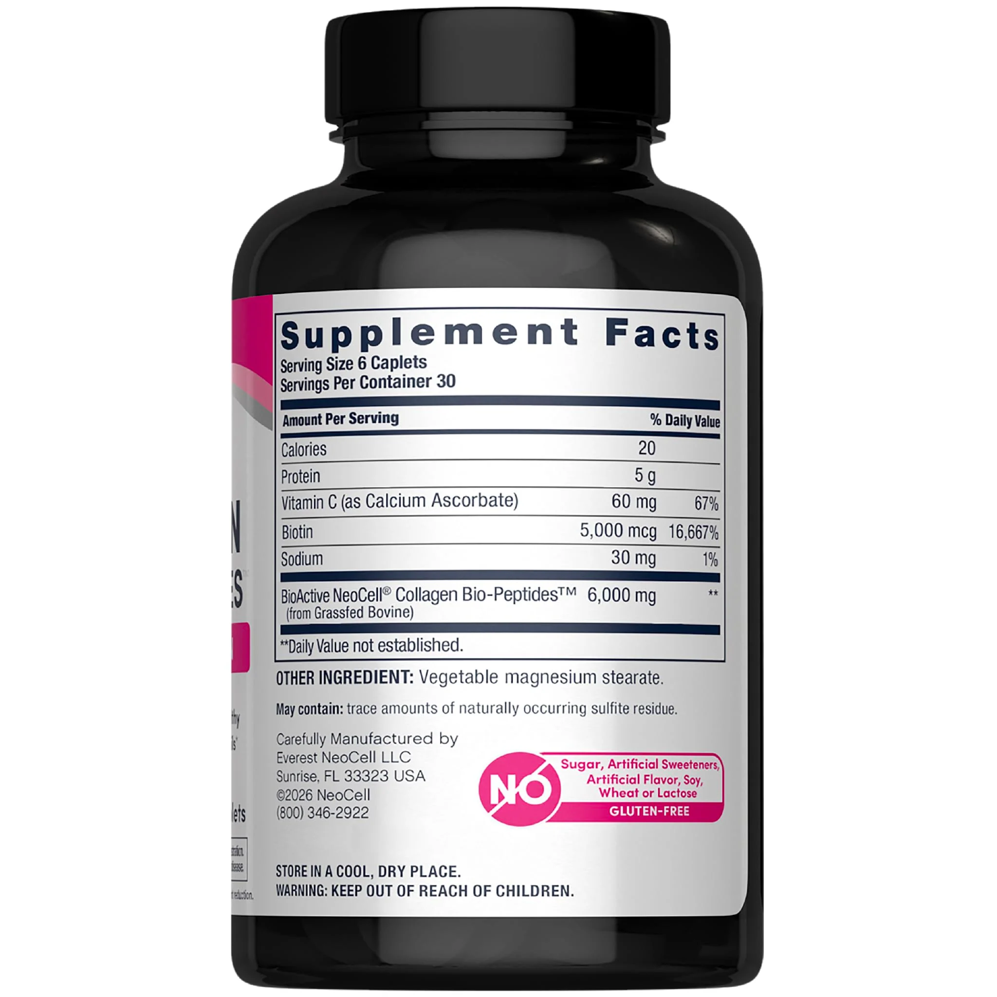 NeoCell Collagen Peptides Pills | 180 Tablets | with Vitamin C and Biotin | Grass Fed Bovine | Hair, Skin, & Nails | for Women and Men - Image 8