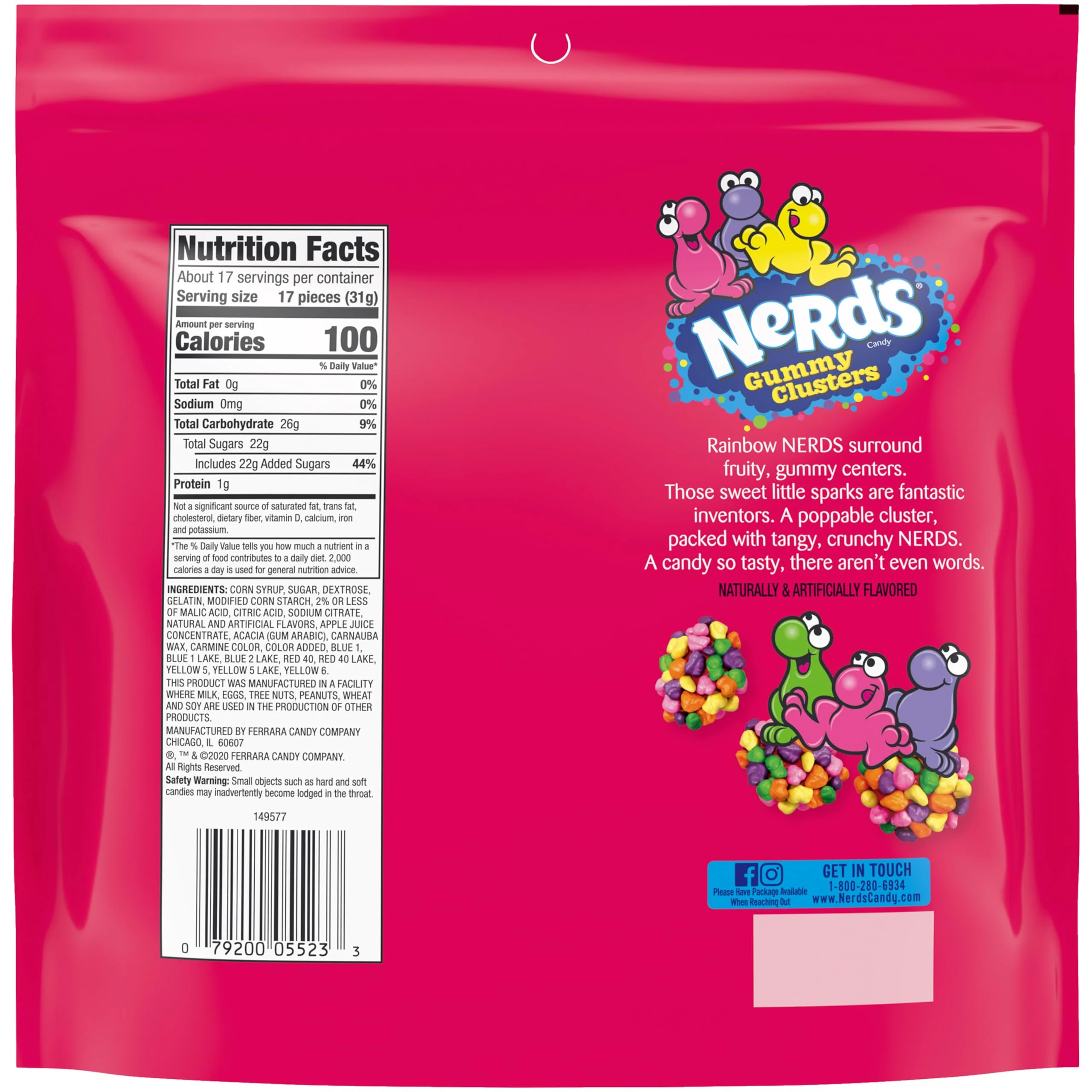 NERDS Gummy Clusters, Candy, Rainbow, Crunchy and Gummy, 18.5 oz - Image 3