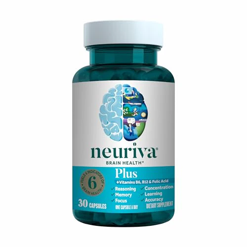 NEURIVA Plus Brain Supplement for Memory and Focus Clinically Tested Nootropics for Concentration for Mental Clarity, Cognitive Enhancement Vitamins B6, B12, Phosphatidylserine 30 Capsules - Image 8