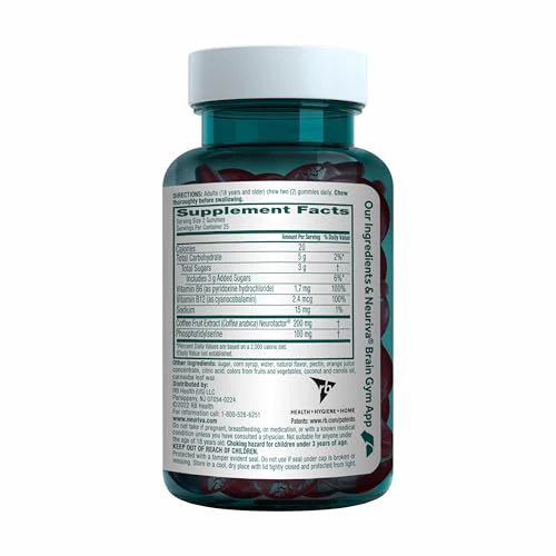 NEURIVA Plus Decaffeinated Nootropic Brain Supplement for Memory, Focus & Concentration & Cognitive Function, Clinically Tested NeuroFactor, Phosphatidylserine, Vitamins B6 B12,50ct Strawberry Gummies - Image 13