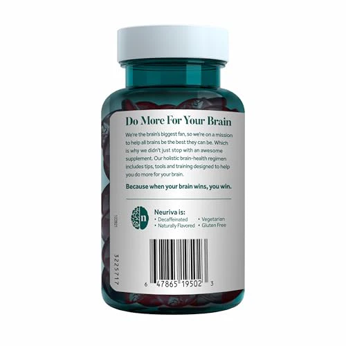 NEURIVA Plus Decaffeinated Nootropic Brain Supplement for Memory, Focus & Concentration & Cognitive Function, Clinically Tested NeuroFactor, Phosphatidylserine, Vitamins B6 B12,50ct Strawberry Gummies - Image 14