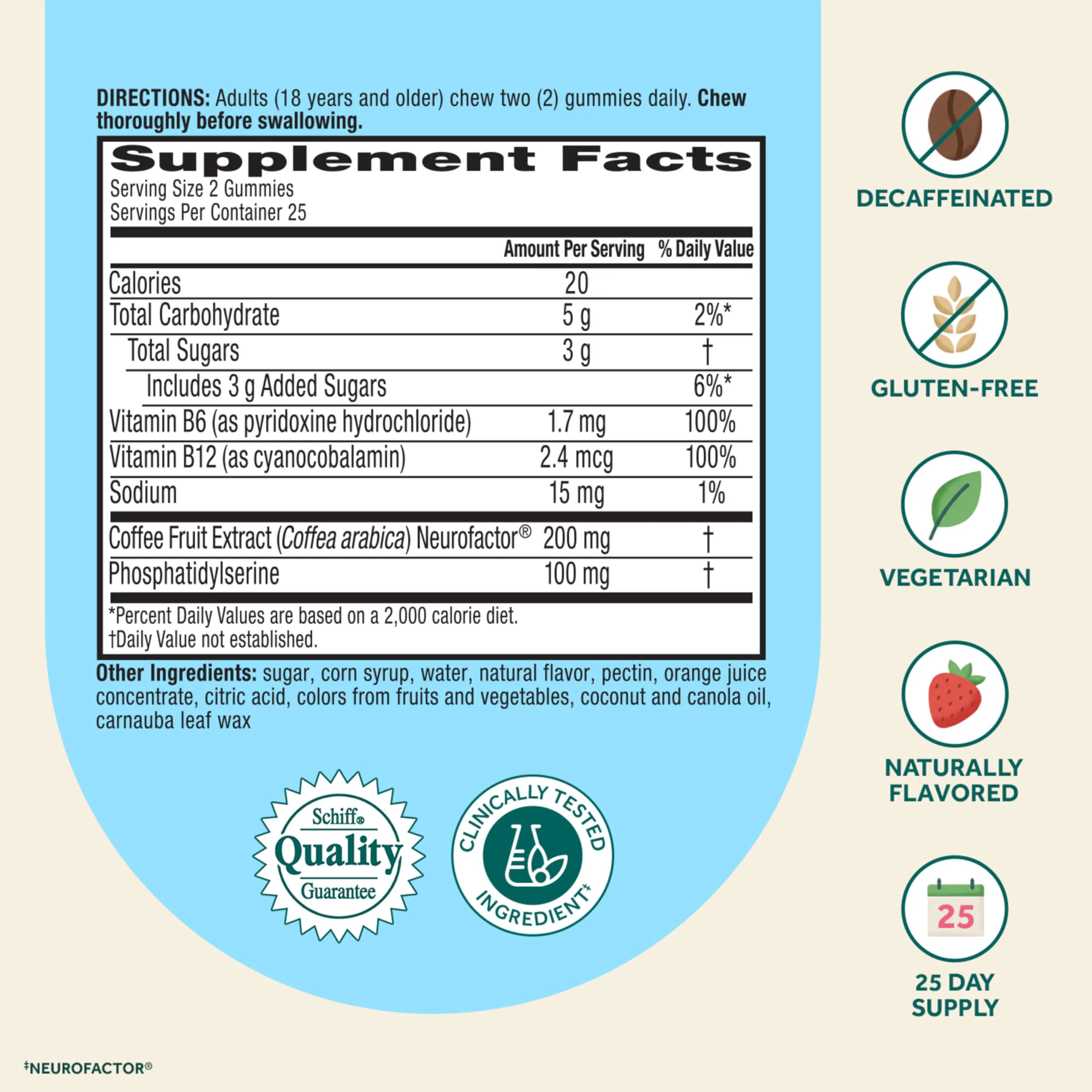 NEURIVA Plus Decaffeinated Nootropic Brain Supplement for Memory, Focus & Concentration & Cognitive Function, Clinically Tested NeuroFactor, Phosphatidylserine, Vitamins B6 B12,50ct Strawberry Gummies - Image 20