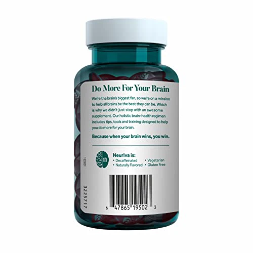 NEURIVA Plus Decaffeinated Nootropic Brain Supplement for Memory, Focus & Concentration & Cognitive Function, Clinically Tested NeuroFactor, Phosphatidylserine, Vitamins B6 B12,50ct Strawberry Gummies - Image 6