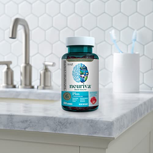 NEURIVA Plus Decaffeinated Nootropic Brain Supplement for Memory, Focus & Concentration & Cognitive Function, Clinically Tested NeuroFactor, Phosphatidylserine, Vitamins B6 B12,50ct Strawberry Gummies - Image 8