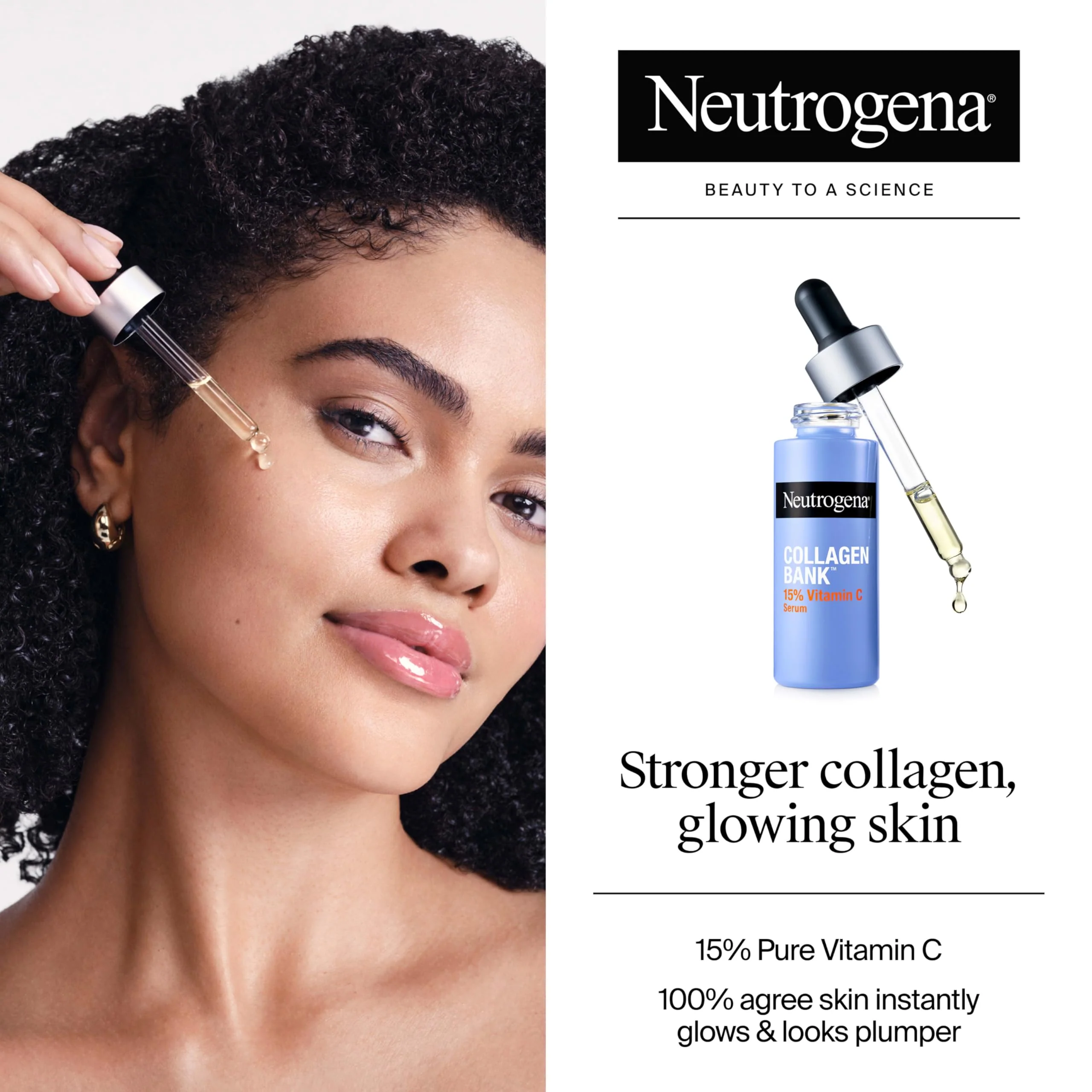 Neutrogena Collagen Bank 15% Vitamin C Face Serum, Vitamin C Serum for Face Helps Build Collagen for Glowing, Plumper Looking Skin, Uneven Skin Tone Treatment, Fragrance Free, 0.5 fl. oz - Image 9