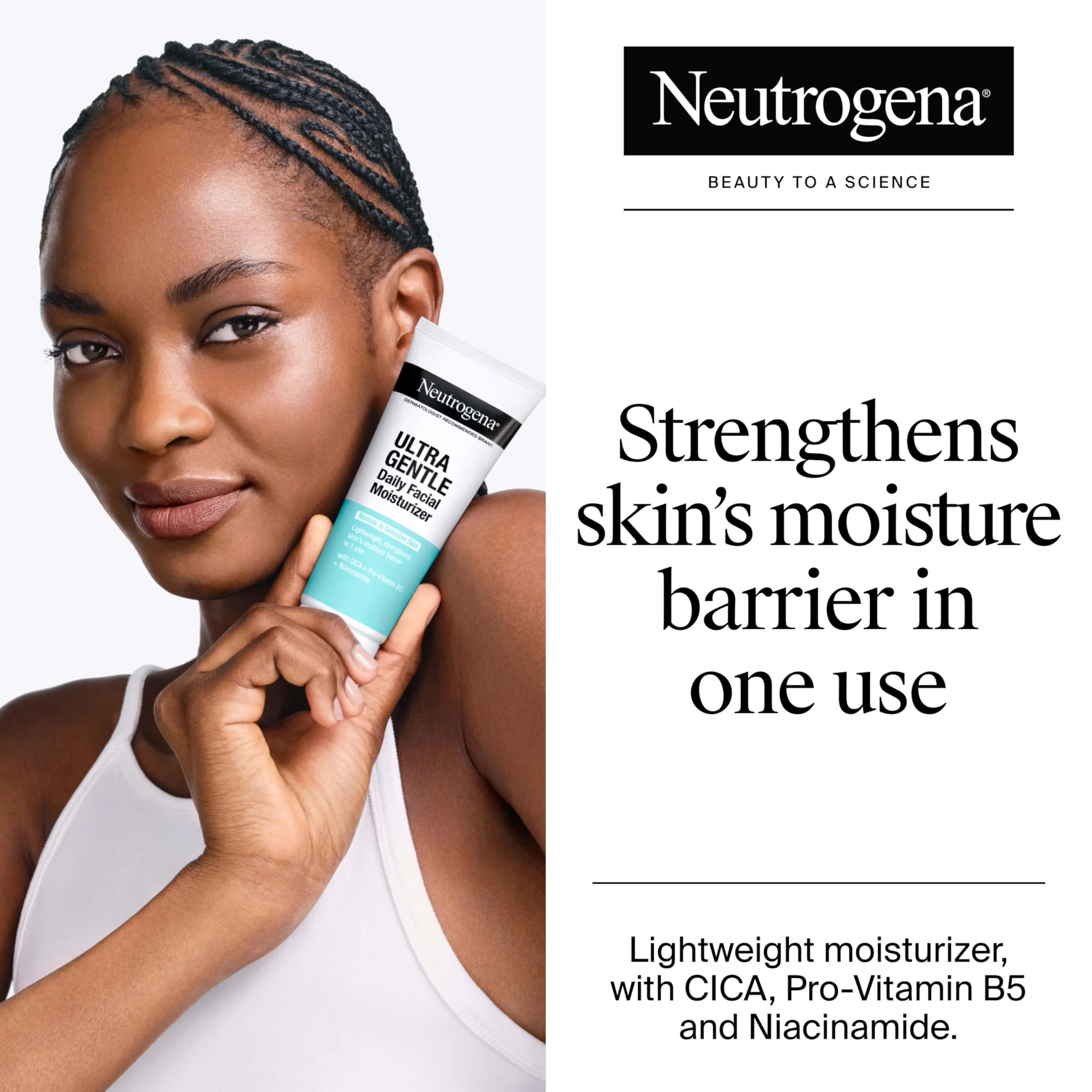 Neutrogena Fragrance Free Daily Facial Moisturizer, Face & Neck Moisturizer for Sensitive Skin with Vitamin B3, Pro-Vitamin B5 & Vitamin E Supports Skin's Dynamic Barrier, 3.4 fl. oz - Image 8
