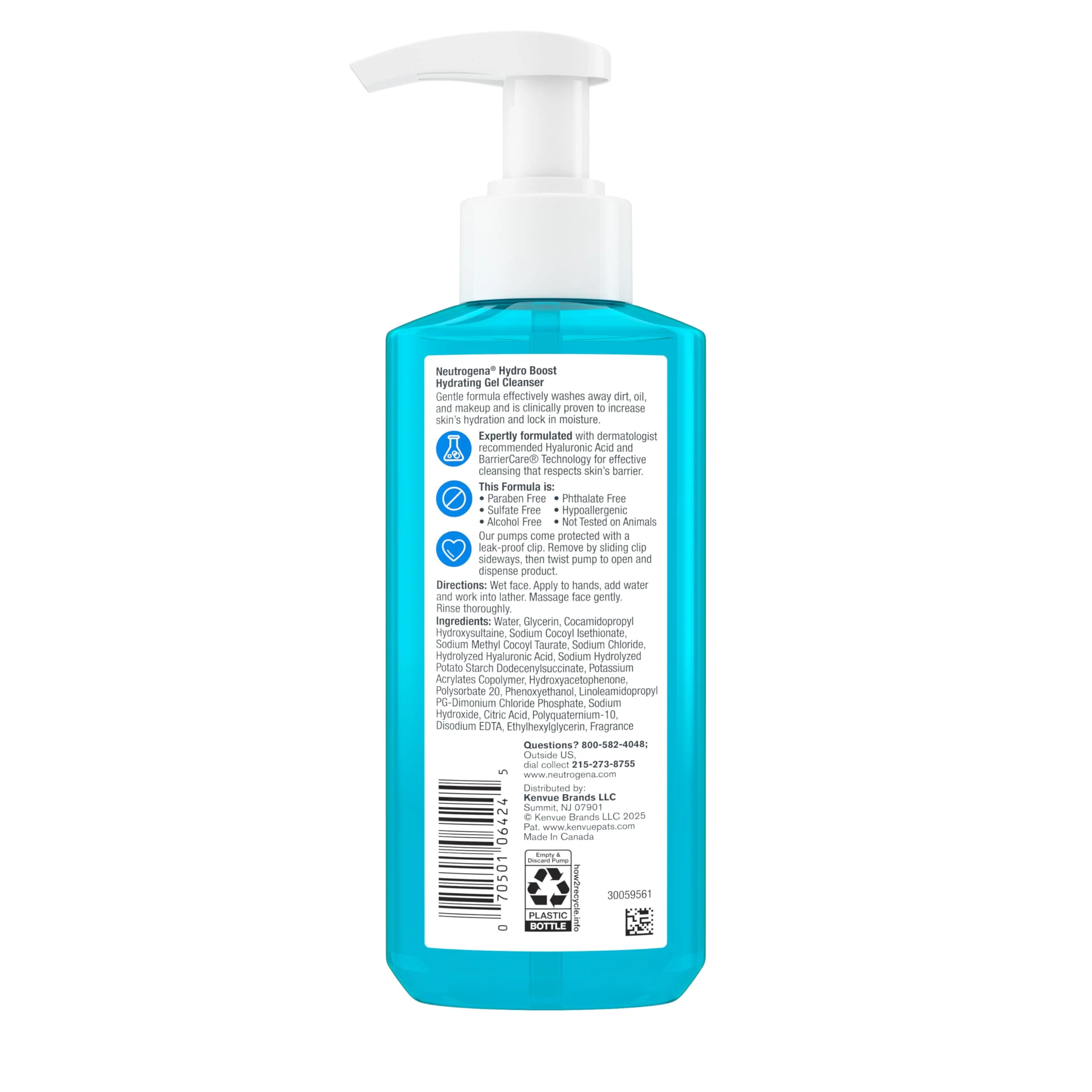 Neutrogena Hydro Boost Hydrating Face Wash & Makeup Remover, Gentle Facial Cleanser Gel with Hyaluronic Acid, Locks Moisture for Soft Supple Skin, Hypoallergenic, Oil-Free, Soap-Free, 7.8 fl oz - Image 2