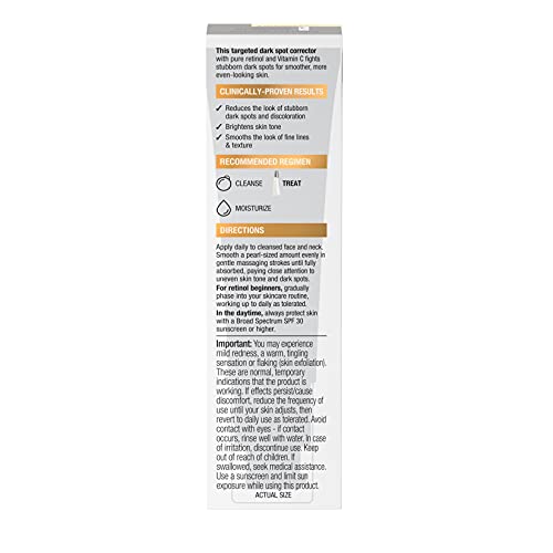 Neutrogena Rapid Tone Repair Retinol + Vitamin C Dark Spot Corrector Face Serum, Daily Anti-Wrinkle Dark Spot Corrector to Brighten & Even Tone, Mineral-Oil & Dye-Free, White, 1 oz - Image 5