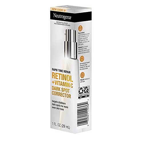 Neutrogena Rapid Tone Repair Retinol + Vitamin C Dark Spot Corrector Face Serum, Daily Anti-Wrinkle Dark Spot Corrector to Brighten & Even Tone, Mineral-Oil & Dye-Free, White, 1 oz - Image 6
