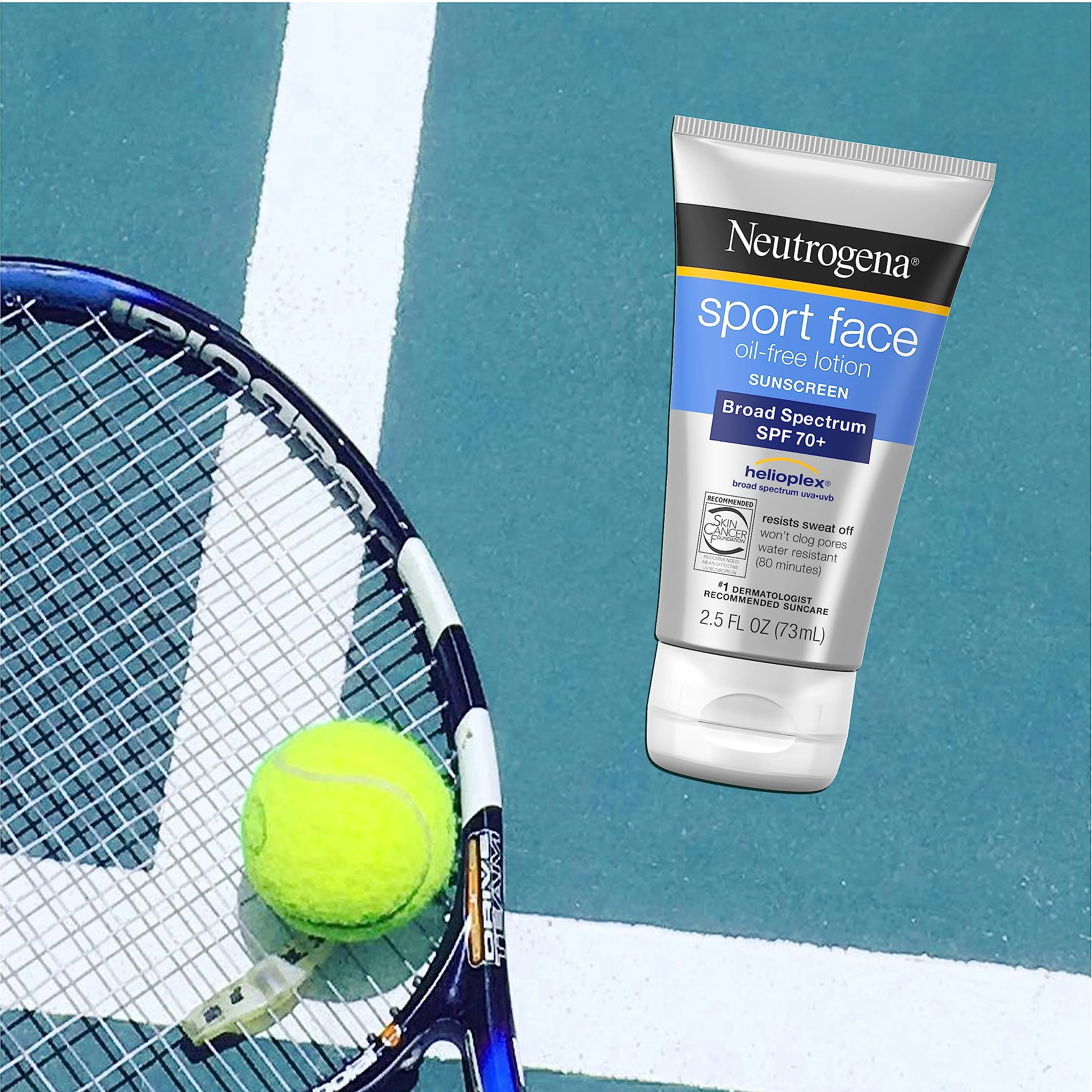 Neutrogena Sport Face Sunscreen SPF 70+, Oil-Free, 2.5 fl oz, Sweat & Water-Resistant, Broad-Spectrum UVA/UVB, Nourish & Restore Skin Balance, Oxybenzone Free Sunscreen For Face - Image 6