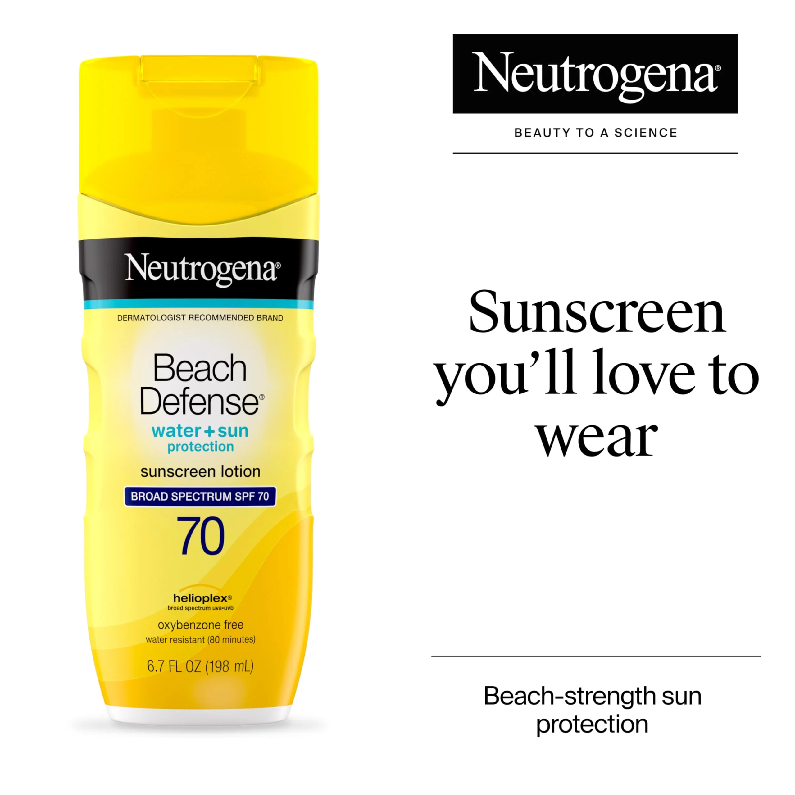 Neutrogena Sunscreen Lotion Beach Defense SPF 70, Face & Body Sunscreen, Broad Spectrum, Fast Absorbing, 6.7 Fl Oz, Water Resistant 80 Min, Oil-Free, Oxybenzone & Octinoxate Free - Image 8