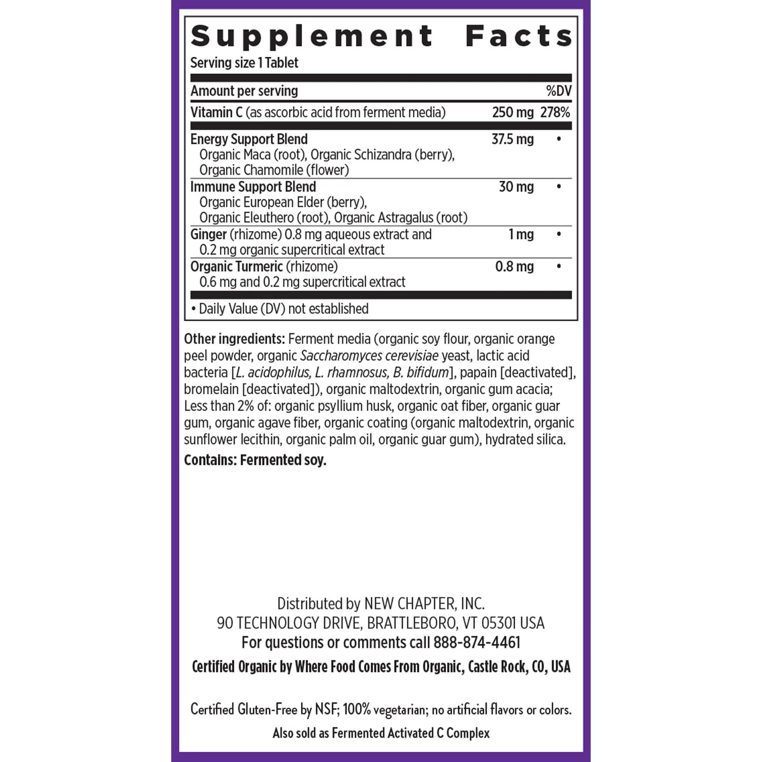 New Chapter® Vitamin C Immune Defense Supplement + Elderberry – Excellent Source of Vitamin C, One Daily Tablet for Healthy Immune Support, Made with Organic Herbs, Non-GMO, Gluten Free, 30 ct - Image 4